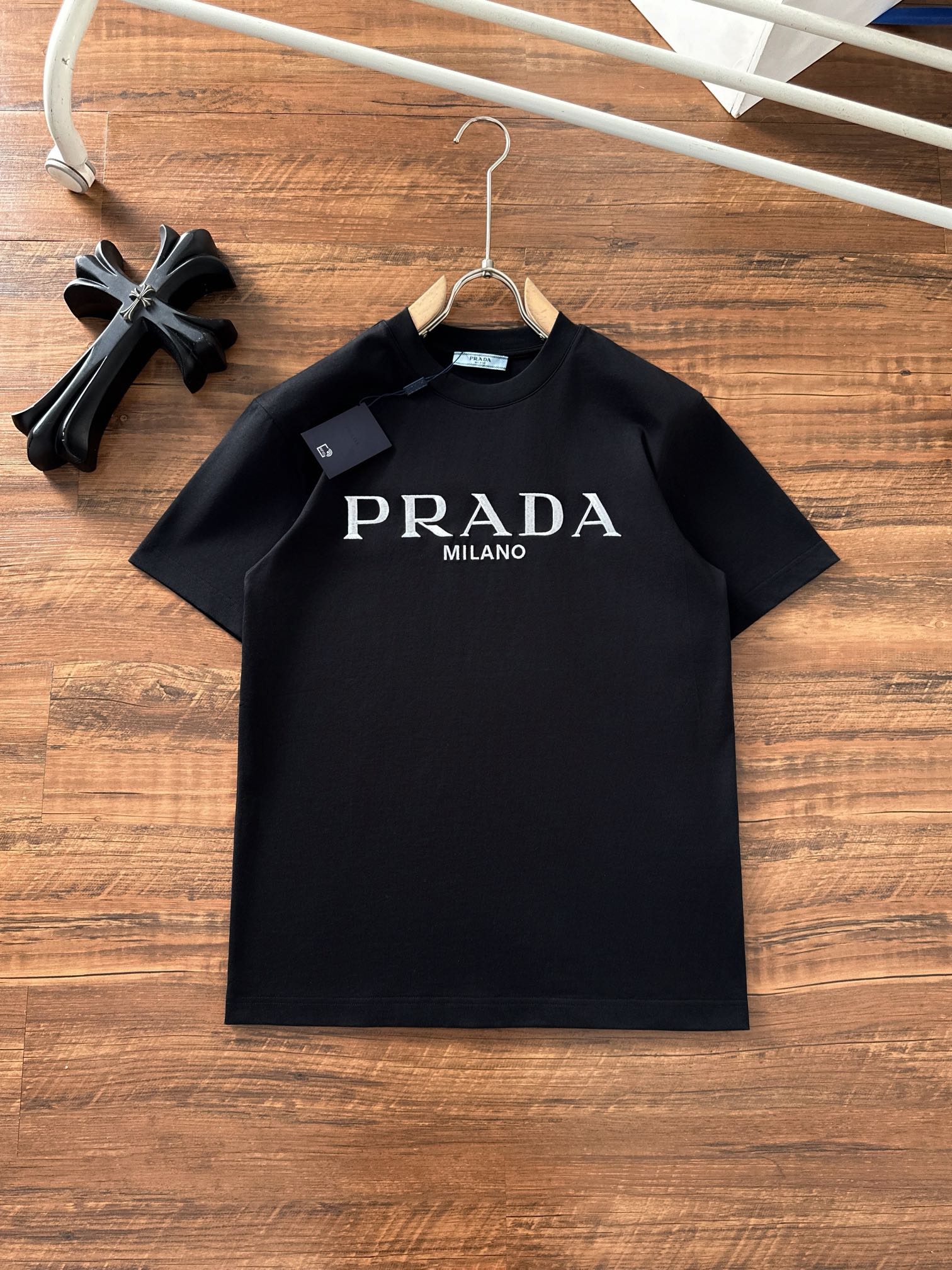 Prada Clothing T-Shirt Embroidery Unisex Cotton Spring/Summer Collection Short Sleeve