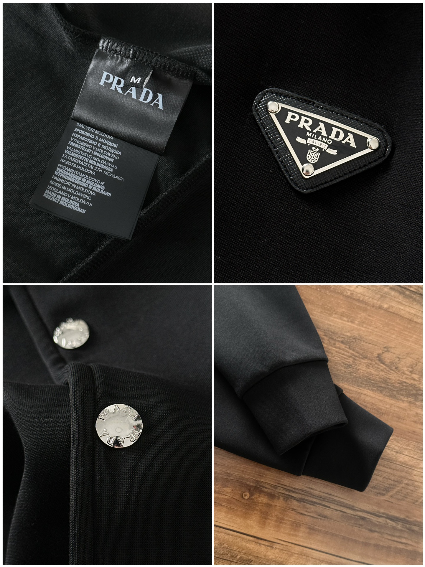 普拉达 25秋冬新款面料质感柔软细腻。经典立体拉链搭配阔腿直筒裤！一套上身高级帅气！原版定制配色拼接工艺