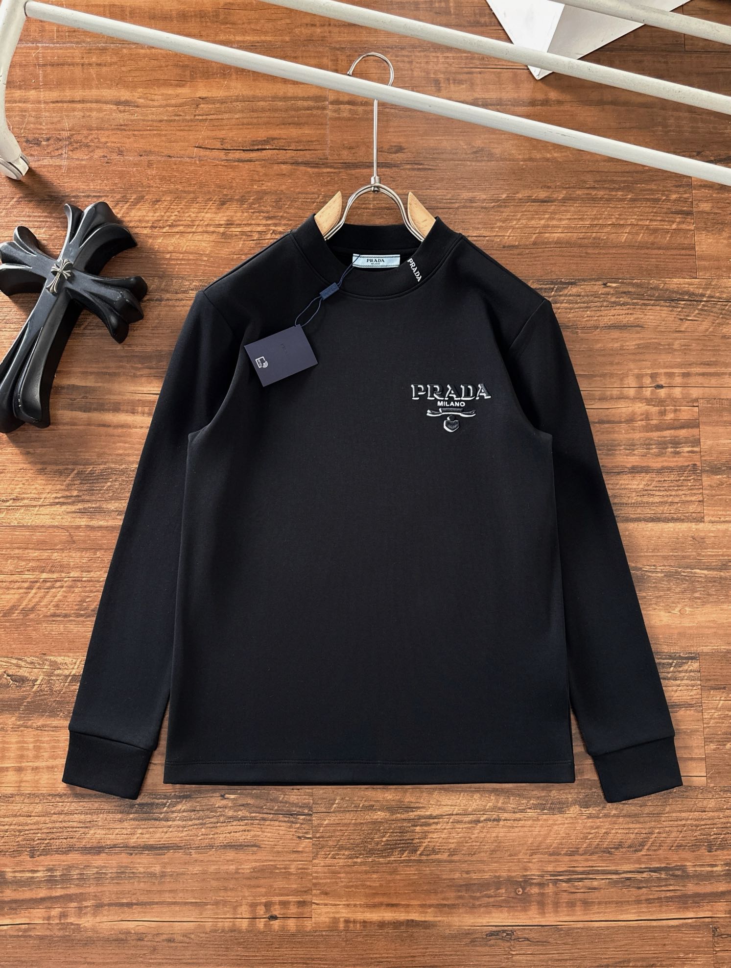 Prada Clothing T-Shirt Men Cotton Fall/Winter Collection Fashion Long Sleeve