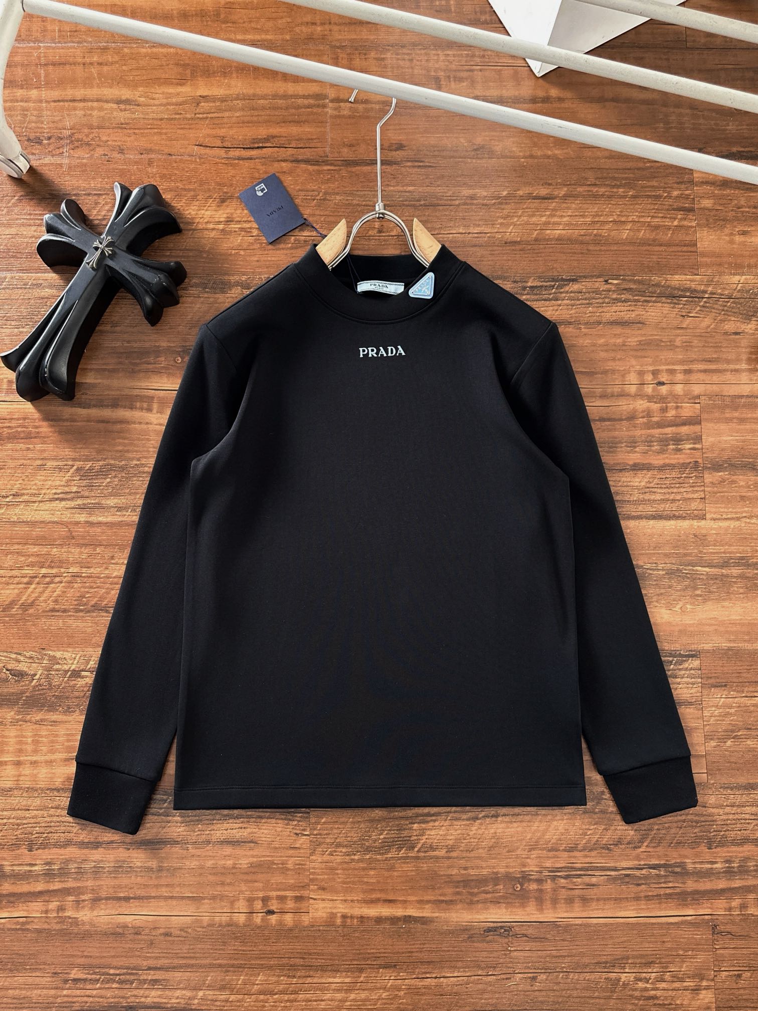 Prada Clothing T-Shirt AAA Replica Designer
 Men Cotton Fall/Winter Collection Fashion Long Sleeve