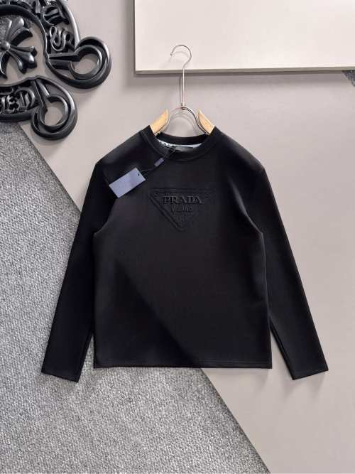 Prada Men's Black Long Sleeve T-Shirt with Embossed Logo - Casual Luxury 11 Prada Men's Black Long Sleeve T-Shirt with Embossed Logo - Casual Luxury