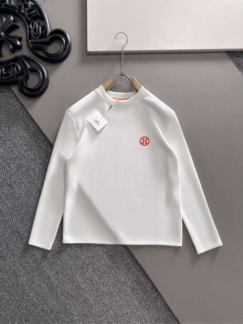 Hermes Men's Long Sleeve T-Shirt Casual Cotton Blend Logo Print Pullover Top 1 Hermes Men's Long Sleeve T-Shirt Casual Cotton Blend Logo Print Pullover Top