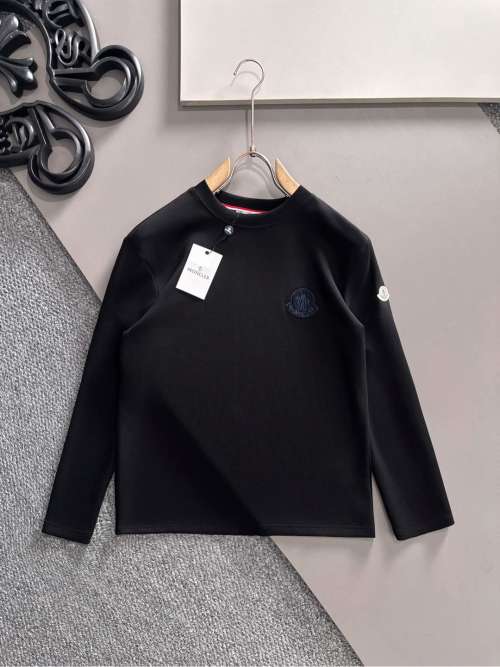 MONCLER Men's Black Long Sleeve T-Shirt Cotton Blend Casual Regular Fit 1 MONCLER Men's Black Long Sleeve T-Shirt Cotton Blend Casual Regular Fit
