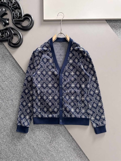 Louis Vuitton 2025 Pre-Fall Blue Cotton Jacquard Cardigan M-XXXL 1 Louis Vuitton 2025 Pre-Fall Blue Cotton Jacquard Cardigan M-XXXL