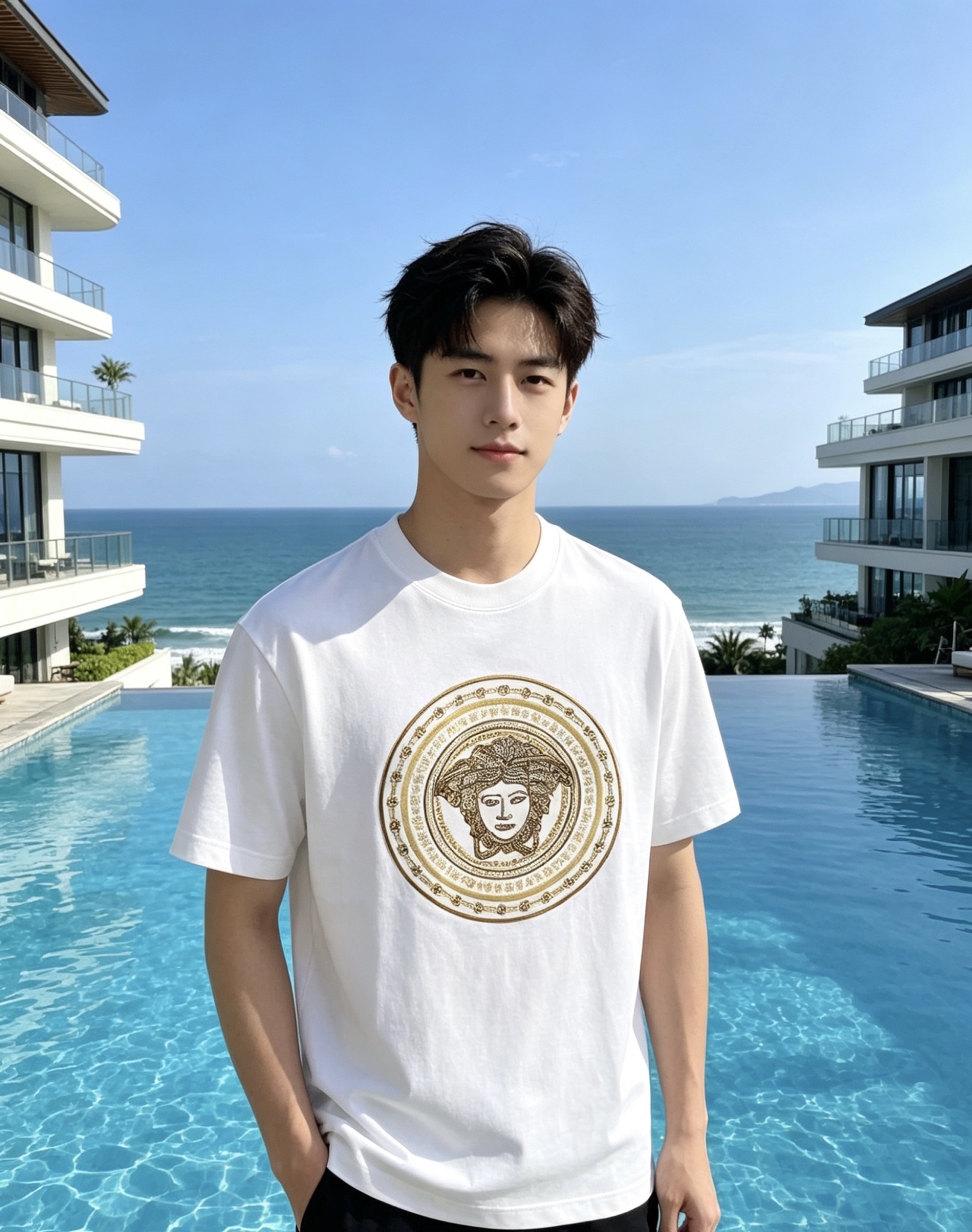 NO:858622,Versace Versace 2026ss new spring and summer new debut counter latest short-sleeved round neck T-shirt high-end custom design avant-garde fashion!  The brand logo is designed with heavy craftsmanship. High-end customized pure cotton fabric. Soft to the touch. Comfortable to wear. Exquisite stitching at the counter level. Fine workmanship. The upper body effect is incomparably handsome!  A must-have item for a stylish man!  Color Black White Size S-XXL,,versace,versace,T-shirt,tees,t-shirt,19860909Versace 范思哲 2026ss 春夏新款首发专柜最新款短袖圆领T恤 高端订制 设计前卫时尚！品牌logo重工艺设计 高端定制纯棉面料.手感柔软.穿着舒适.专柜级别精致车线.做工精细.上身效果无敌帅气！型男必备单品！ 颜色黑色 白色 码数S-XXL,,versace,versace,T-shirt,tees，t-shirt,,Men's clothing