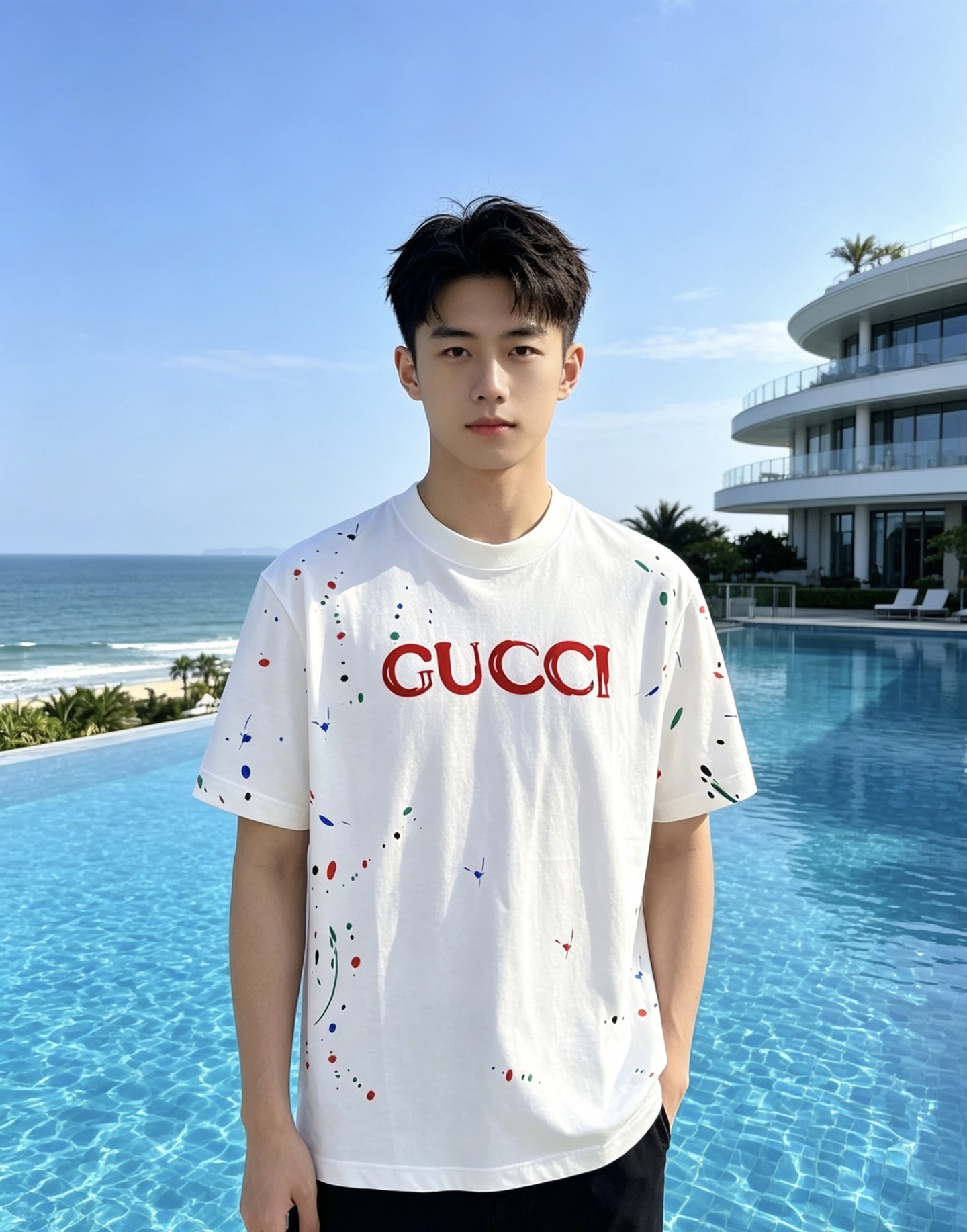 NO:858650,Gucci Gucci 2026ss new spring and summer new debut counter latest short-sleeved round neck T-shirt high-end custom design avant-garde fashion!  The brand logo is designed with heavy craftsmanship. High-end customized pure cotton fabric. Soft to the touch. Comfortable to wear. Exquisite stitching at the counter level. Fine workmanship. The upper body effect is incomparably handsome!  A must-have item for a stylish man!  Color Black White Size S-XXL,,gucci,T-shirt,tees,t-shirt,19860909Gucci 古奇 2026ss 春夏新款首发专柜最新款短袖圆领T恤 高端订制 设计前卫时尚！品牌logo重工艺设计 高端定制纯棉面料.手感柔软.穿着舒适.专柜级别精致车线.做工精细.上身效果无敌帅气！型男必备单品！ 颜色黑色 白色 码数S-XXL,,gucci,T-shirt,tees，t-shirt,,Men's clothing