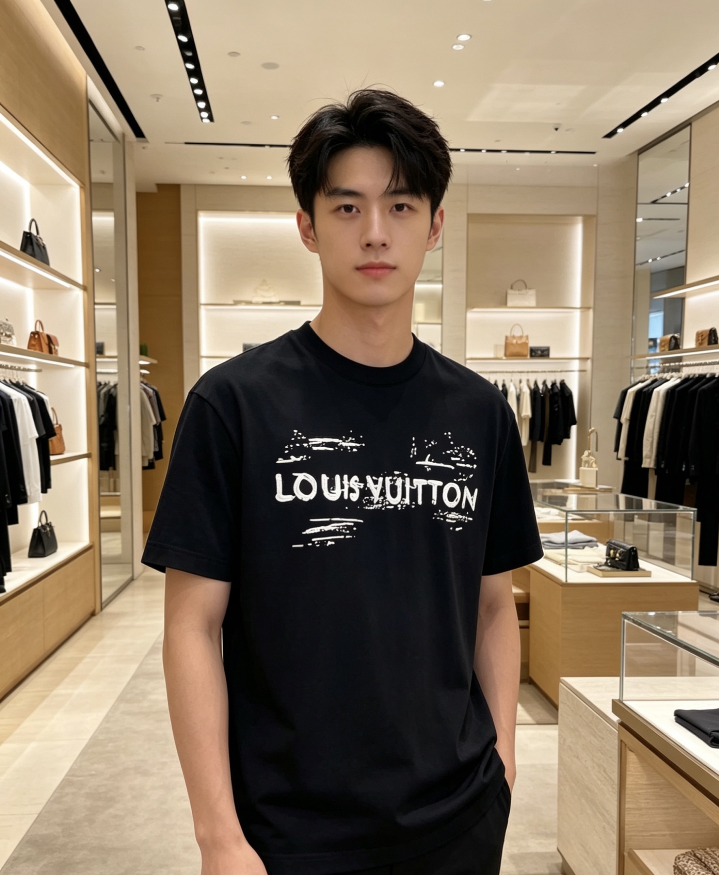 LV 2026ss 春夏新款首发专柜最新款短袖圆领T恤 高端订制 设计前卫时尚！品牌logo重工艺设计 