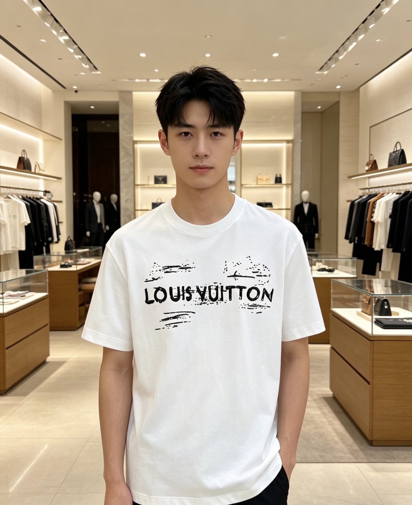 LV 2026ss 春夏新款首发专柜最新款短袖圆领T恤 高端订制 设计前卫时尚！品牌logo重工艺设计 