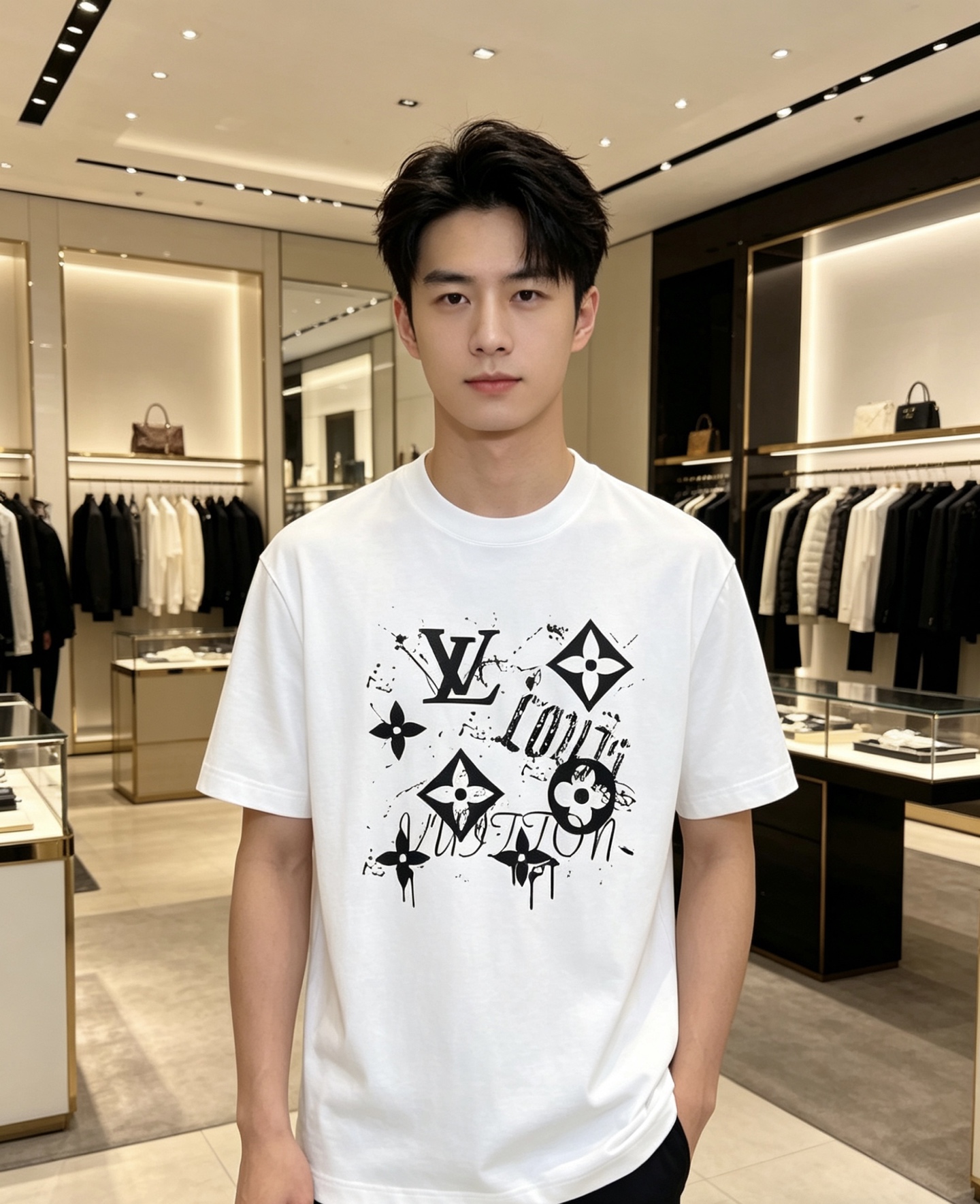 NO:839983,LV 2026ss new spring and summer new debut counter, the latest short-sleeved round neck T-shirt, high-end customization, avant-garde and fashionable design!  The brand logo is designed with heavy craftsmanship. High-end customized pure cotton fabric. Soft to the touch. Comfortable to wear. Exquisite stitching at the counter level. Fine workmanship. The upper body effect is incomparably handsome!  A must-have item for a stylish man!  Color Black White Size S-XXL,,louis vuitton,T-shirt,tees,t-shirt,19860909LV 2026ss 春夏新款首发专柜最新款短袖圆领T恤 高端订制 设计前卫时尚！品牌logo重工艺设计 高端定制纯棉面料.手感柔软.穿着舒适.专柜级别精致车线.做工精细.上身效果无敌帅气！型男必备单品！ 颜色黑色 白色 码数S-XXL,,louis vuitton,T-shirt,tees，t-shirt,,Men's clothing