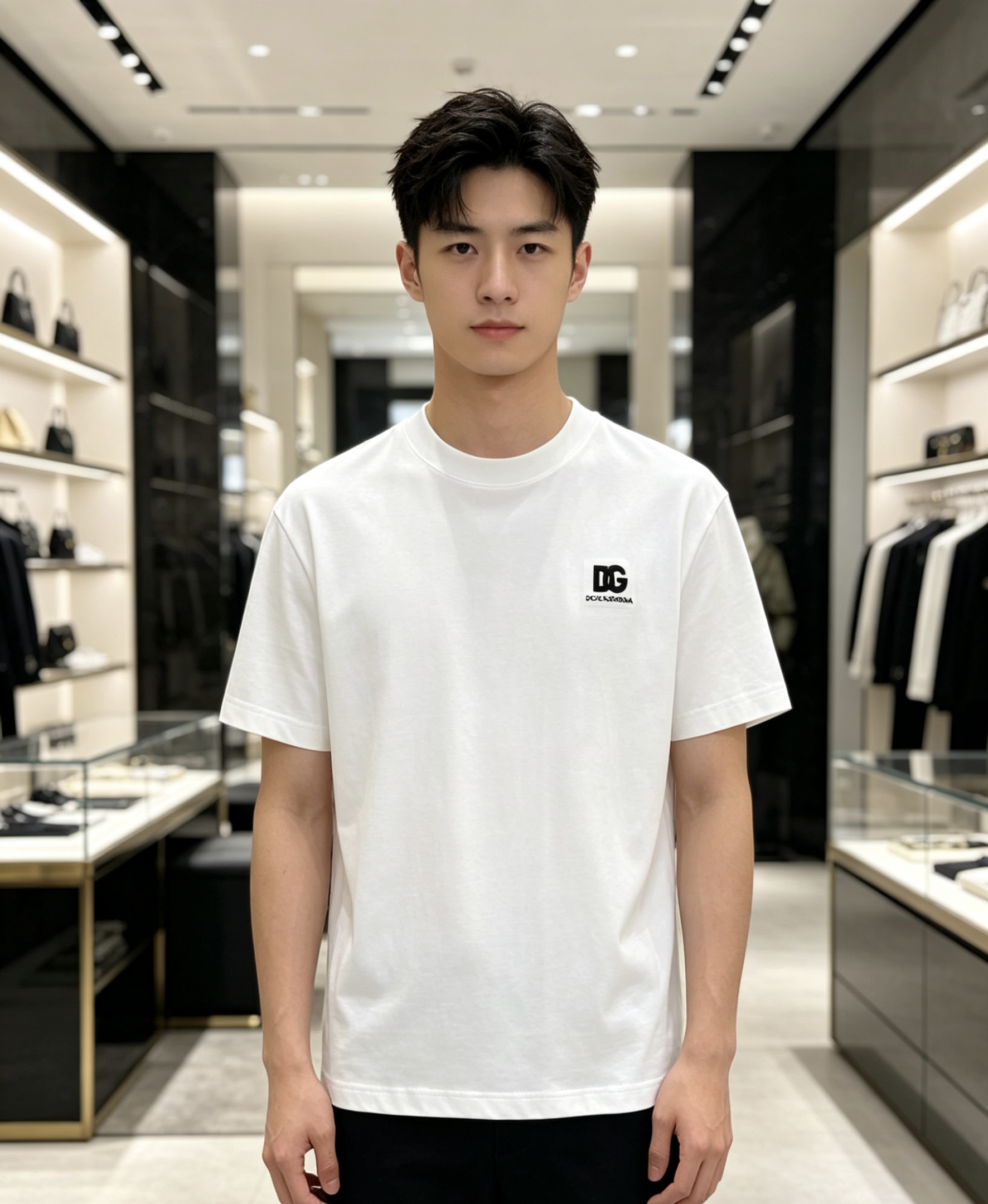 NO:840012,DG 2026ss new spring and summer new debut counter, the latest short-sleeved round neck T-shirt, high-end customization, avant-garde and fashionable design!  The brand logo is designed with heavy craftsmanship. High-end customized pure cotton fabric. Soft to the touch. Comfortable to wear. Exquisite stitching at the counter level. Fine workmanship. The upper body effect is incomparably handsome!  A must-have item for a stylish man!  Color Black White Size S-XXL, T-shirt, tees, t-shirt,19860909DG 2026ss 春夏新款首发专柜最新款短袖圆领T恤 高端订制 设计前卫时尚！品牌logo重工艺设计 高端定制纯棉面料.手感柔软.穿着舒适.专柜级别精致车线.做工精细.上身效果无敌帅气！型男必备单品！ 颜色黑色 白色 码数S-XXL,,T-shirt,tees，t-shirt,,Men's clothing