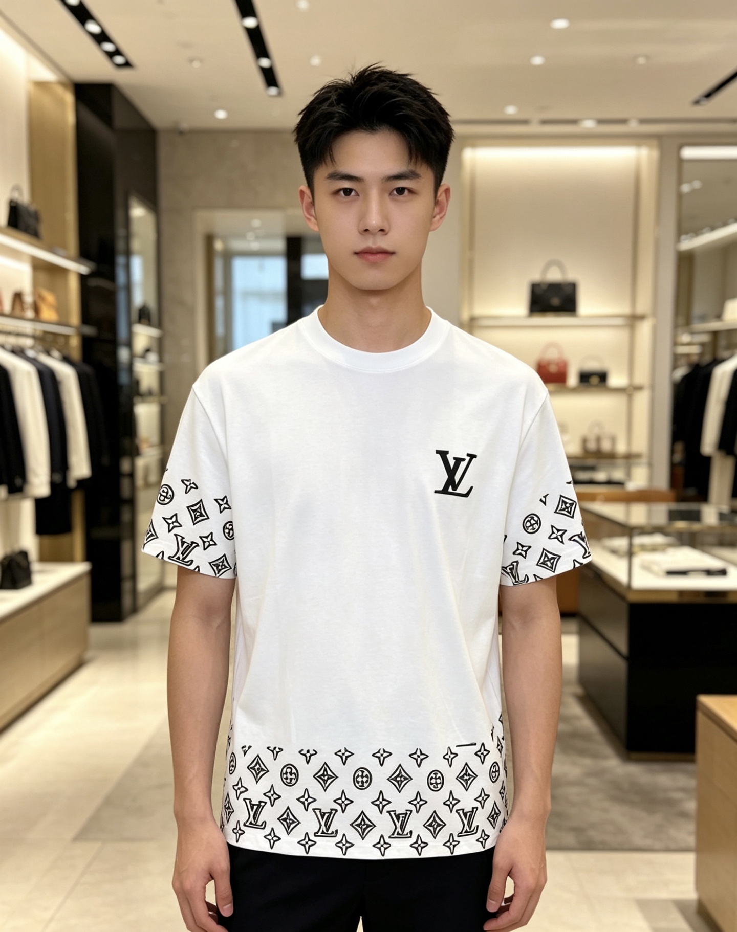 LV 2026ss 春夏新款首发专柜最新款短袖圆领T恤 高端订制 设计前卫时尚！品牌logo重工艺设计 