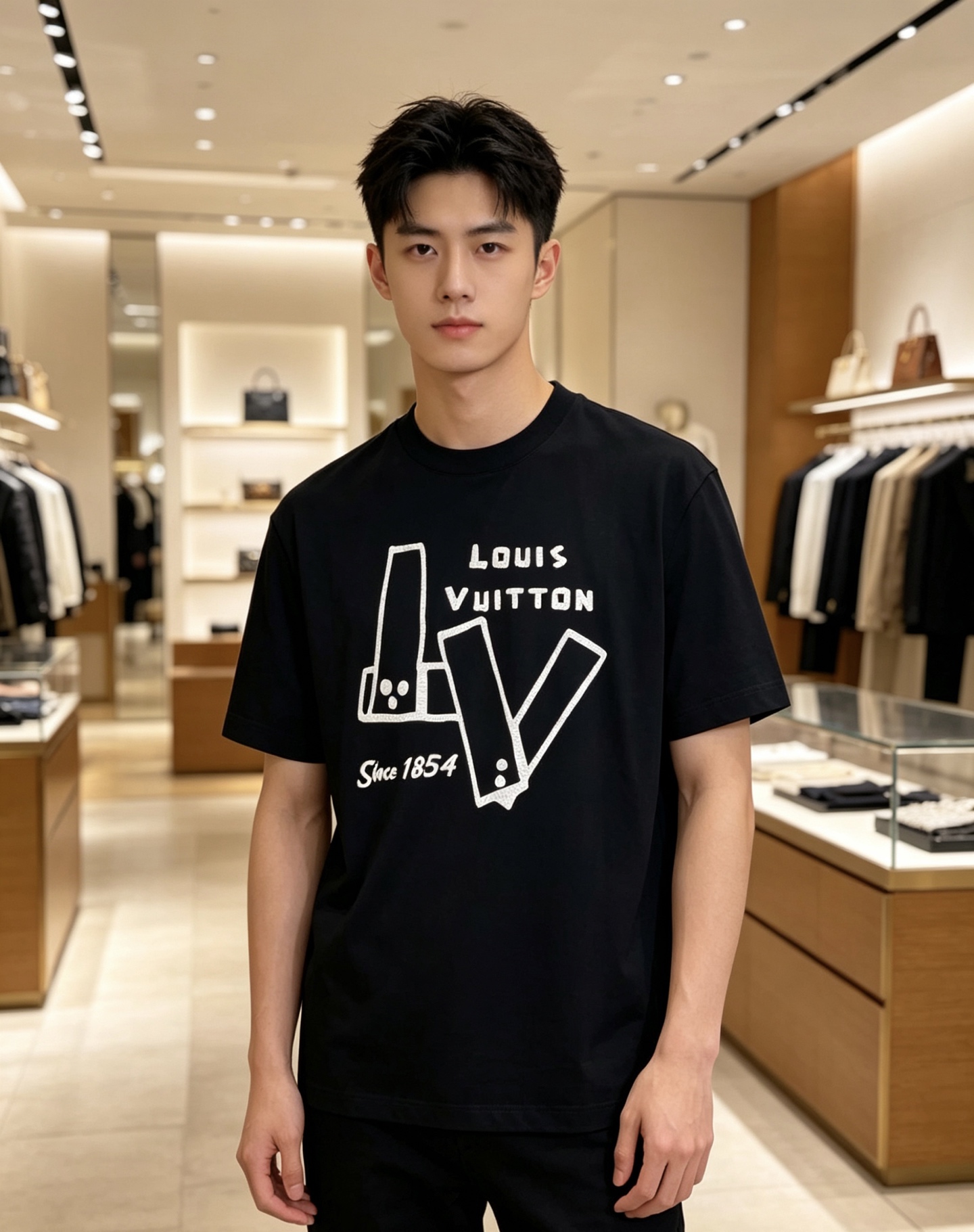 LV 2026ss 春夏新款首发专柜最新款短袖圆领T恤 高端订制 设计前卫时尚！品牌logo重工艺设计 