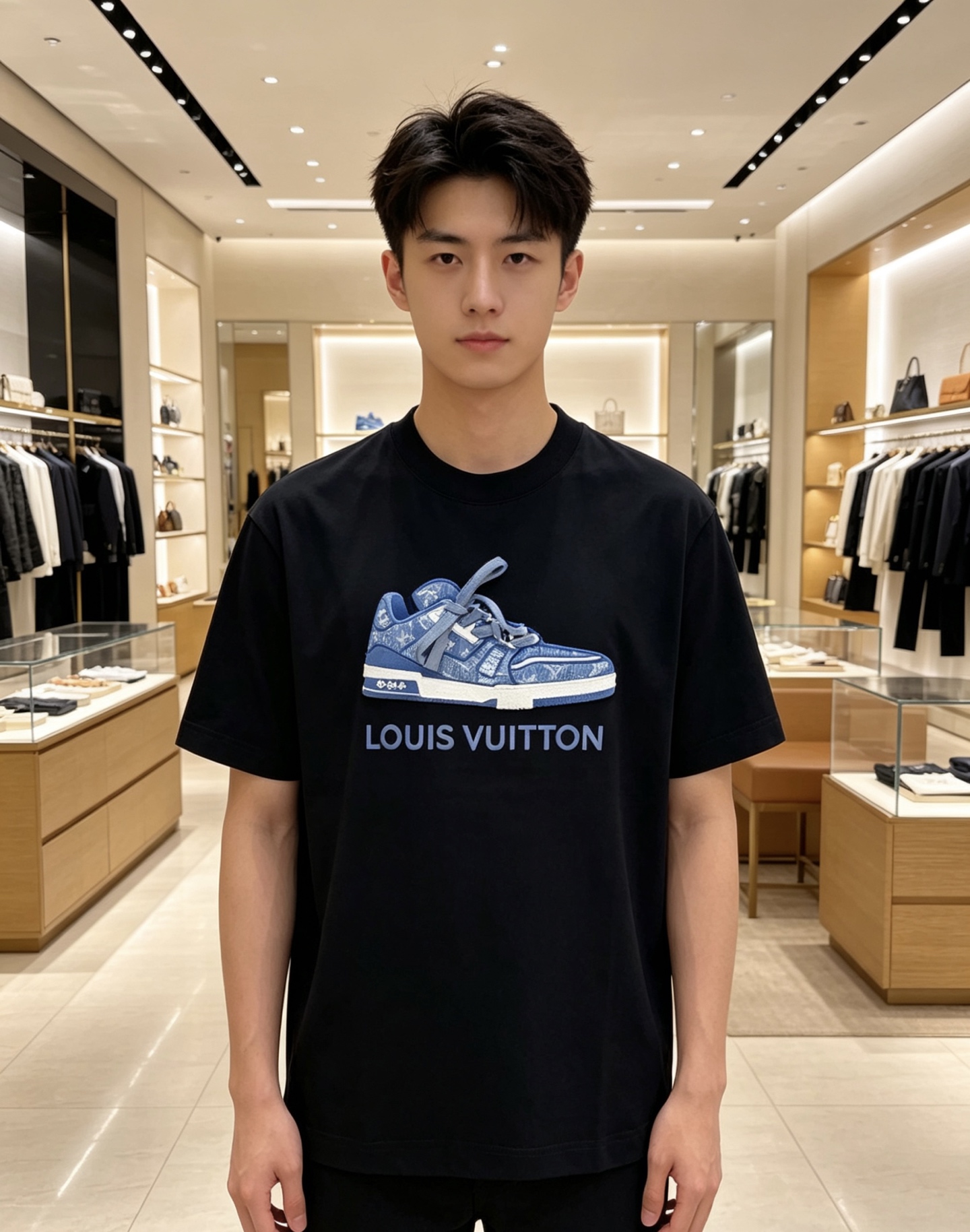 LV 2026ss 春夏新款首发专柜最新款短袖圆领T恤 高端订制 设计前卫时尚！品牌logo重工艺设计 