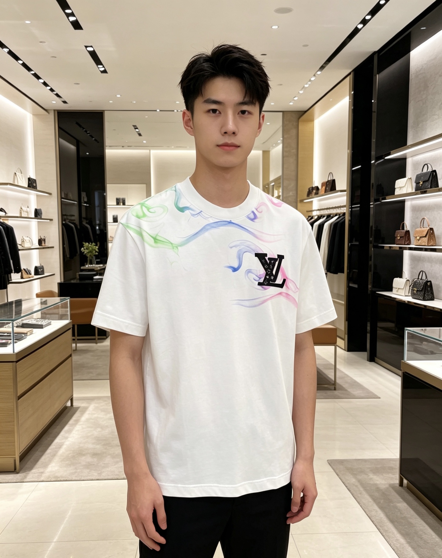 LV 2026ss 春夏新款首发专柜最新款短袖圆领T恤 高端订制 设计前卫时尚！品牌logo重工艺设计 