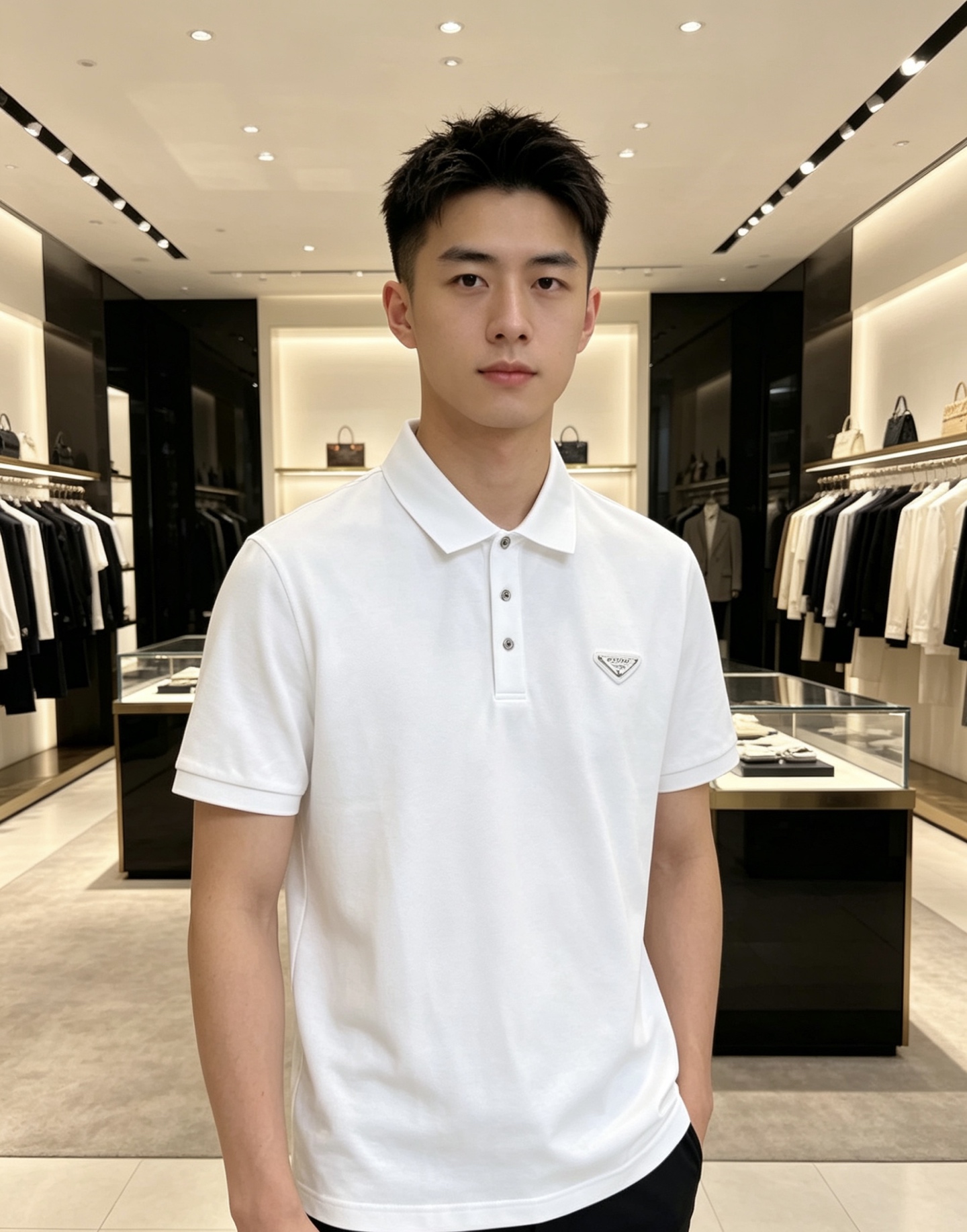 NO:840019,Prada 2026ss new spring and summer new debut counter latest POLO shirts high-end custom design avant-garde fashion!  The brand logo is designed with heavy craftsmanship. High-end customized 230g fabric. Soft to the touch. Comfortable to wear. Exquisite stitching at the counter level. Fine workmanship. The upper body effect is incomparably handsome!  A must-have item for a stylish man!  Color Black White Size M-3XL,,prada,prada,19860909Prada 普拉达 2026ss春夏新款首发专柜最新POLO衫 高端订制 设计前卫时尚！品牌logo重工艺设计 高端定制230克面料.手感柔软.穿着舒适.专柜级别精致车线.做工精细.上身效果无敌帅气！型男必备单品！ 颜色黑色 白色 码数M-3XL,,prada,prada,,Men's clothing