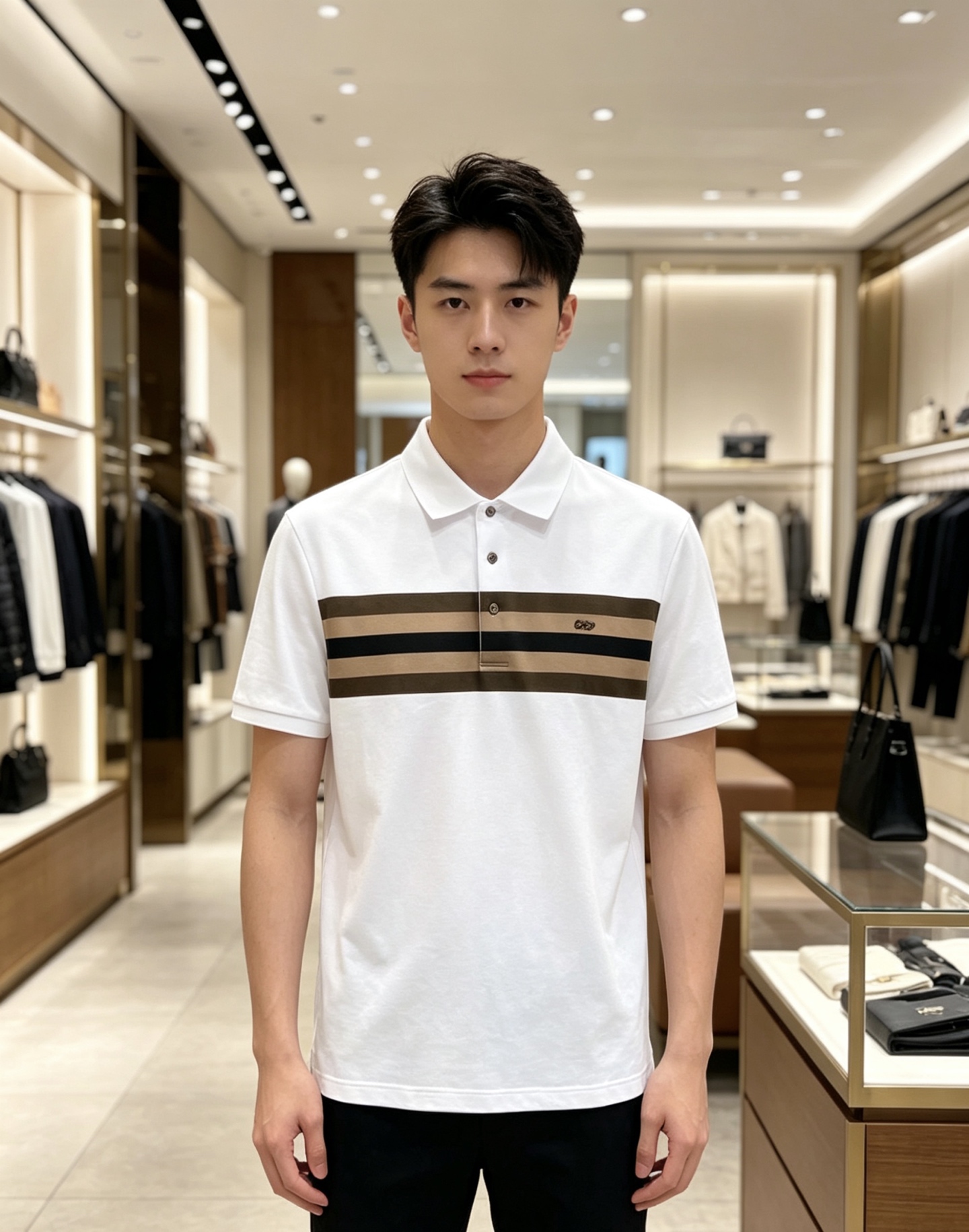 NO:839977,Ferragamo 2026ss new summer logo men's lapel Polo shirt!  Classic business men's style, the ceiling-level business men's style of high-end men's clothing!  Simple and fashionable yet elegant, it looks great when worn alone, and quality control/details control can be taken away with your eyes closed. It is low-key, luxurious and connotative!  The custom-woven mesh pique cotton fabric supplied by the customer is carefully made. The mesh texture is evenly arranged on the surface of the fabric. It has excellent breathability and heat dissipation and perspiration. The upper body comfort is completely better than ordinary single-sided jersey tissue!  The classic brand LOGO on the chest is made with top-notch craftsmanship. The LOGO is three-dimensional, clear and full, and has extraordinary texture. Whether it is worn as an inner layer or worn alone, it is a classic product!  The exquisite tailoring process, every detail is handled very standard and delicately, which cannot be compared with other low-end products on the market. It is a must-have basic and versatile Polo shirt for men!  Size M-3XL data reference M size: bust 104cm-shoulder width 45cm-shirt length 69cm-sleeve length 21cm L size: bust 108cm-shoulder width 46cm-shirt length 70cm-sleeve length 22cm XL size: bust 112cm-shoulder width 47cm-shirt length 71cm-sleeve length 23cm  XXL code: Bust 116cm - Shoulder width 48cm - Clothes length 72cm - Sleeve length 24cm 3XL code: Bust 120cm - Shoulder width 49cm - Clothes length 73cm - Sleeve length 24cm,, ferragamo,19860909菲拉格慕 2026ss夏季新款 logo男士翻领Polo衫！经典商务男款,高端男装的天花板级别的商务男款！简约时尚大气不失优雅,单穿内搭体面过人,品质控/细节控的闭眼带走,低调又奢华有内涵！ 客供定织网眼珠地棉布精心制成,面料表面排列均匀整齐的网眼纹理,透气性和散热排汗性极佳,上身舒适程度完全优于普通单面汗布组织！胸前经典的品牌LOGO标识,采用顶级工艺打造,LOGO立体清晰饱满,质感非凡的特质,无论是内搭还是单穿都是一款经典领域的产品！精妙绝伦的裁剪工艺,每一个细节处理的非常标准细腻,非市面一般LOW货可以媲美的,男士必入基础百搭款Polo衫推荐！ 尺码M-3XL 数据参考 M码:胸围104cm-肩宽45cm-衣长69cm-袖长21cm L码:胸围108cm-肩宽46cm-衣长70cm-袖长22cm XL码:胸围112cm-肩宽47cm-衣长71cm-袖长23cm XXL码:胸围116cm-肩宽48cm-衣长72cm-袖长24cm 3XL码:胸围120cm-肩宽49cm-衣长73cm-袖长24cm,,ferragamo,,Men's clothing