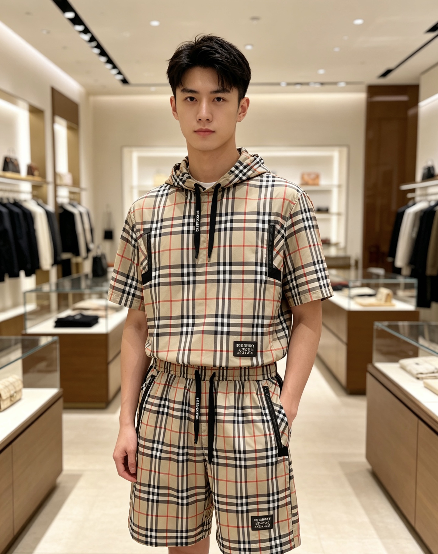 Burberry 巴宝莉 2026ss男士夏季经典格纹机能休闲短裤，采用高密抗皱锦纶面料，轻薄透气且抗皱