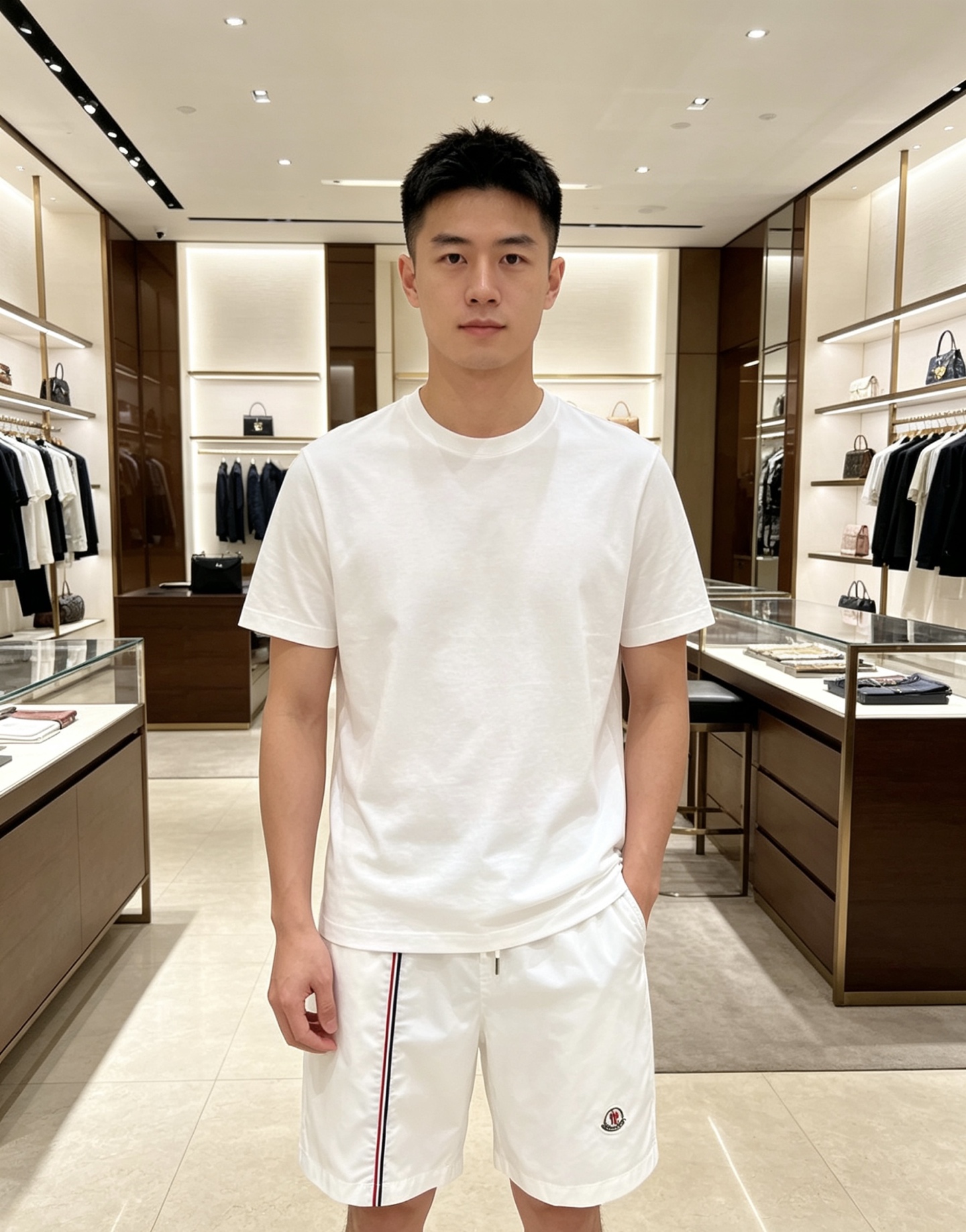NO:840042,Moncler 2026ss men's summer classic web casual shorts, available in white/black colors. Made of high-density breathable nylon fabric, anti-wrinkle and easy to care for; the iconic three-color webbing and badge logo highlight the brand texture, multi-pocket design takes into account both practicality and style, elastic drawstring waistband with straight loose fit, easy to create a refreshing and high-end summer outfit. Size 48-56,,Moncler,shorts,19860909Moncler 蒙口 2026ss男士夏季经典织带休闲短裤,白/黑双色可选.采用高密透气尼龙面料,抗皱易打理；标志性三色织带与徽章标识彰显品牌质感,多口袋设计兼顾实用与造型,弹力抽绳腰头搭配直筒宽松版型,轻松打造夏日清爽高级穿搭. 码数48-56,,Moncler,shorts,,Men's clothing