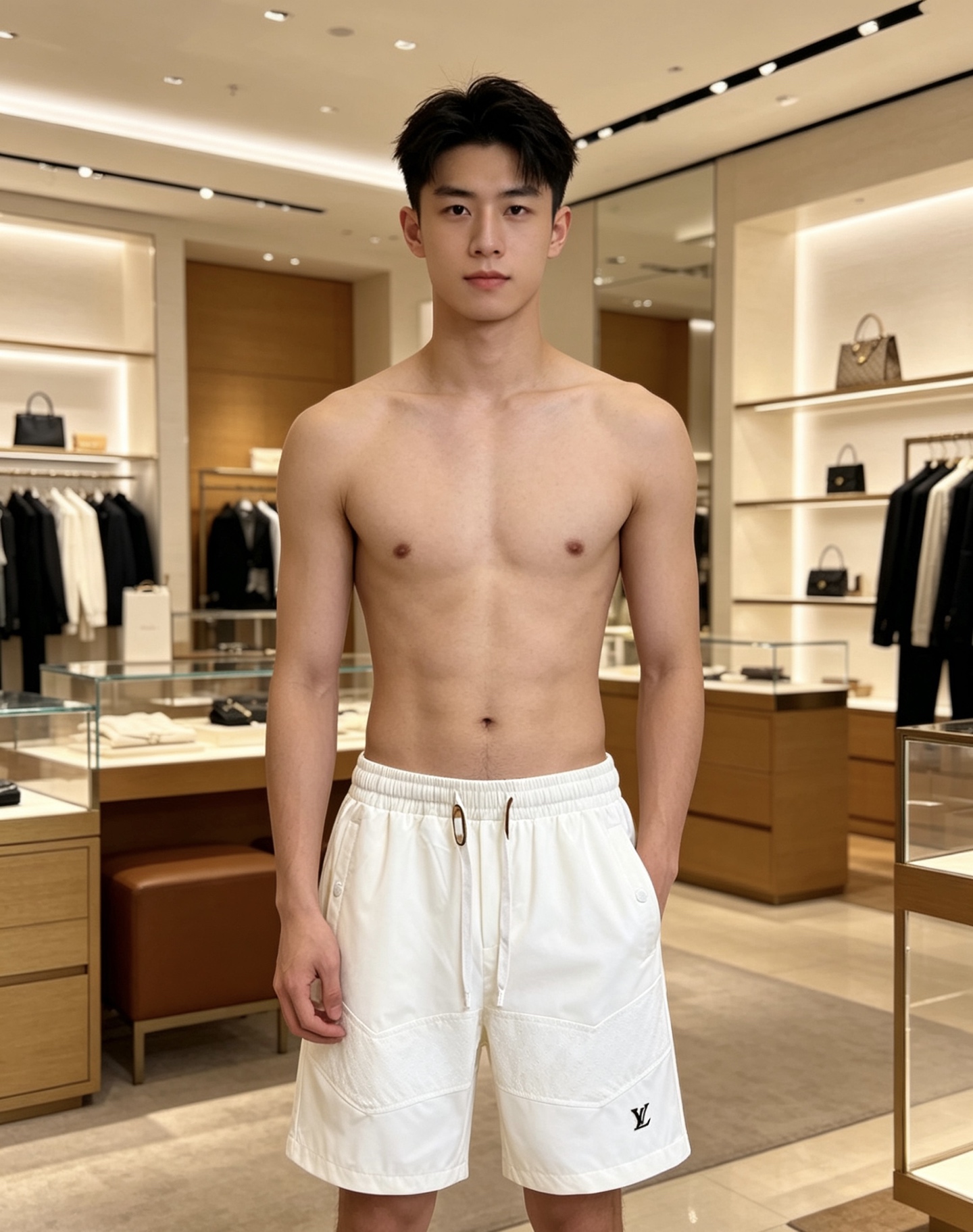 NO:840050,LV  2026ss summer limited functional casual shorts, which perfectly combine the brand's iconic Monogram dark pattern with modern tailoring. Made of high-density nylon fabric, which has both drape and breathability, and is not afraid of the sweltering summer heat; the waistband is designed with elastic drawstrings and contrasting color rope buckle points  The details are exquisite. The three-dimensional laminated pockets on the front and customized hardware buckles are both practical and recognizable. The metal LV logo on the trouser legs is a low-key statement. The neat straight silhouette is suitable for various scenes. Whether it is for vacation or daily wear, it can easily create a relaxed and high-quality style.  Color Black Beige Size 48-56, Louis Vuitton, shorts,19860909LV 2026ss夏季限定机能风休闲短裤,将品牌标志性Monogram暗纹与现代剪裁完美融合.甄选高密锦纶面料打造,兼具垂坠感与透气性,无惧夏日闷热；腰头采用松紧抽绳设计,搭配撞色绳扣点缀,细节尽显精致.前侧立体压胶口袋与定制五金扣兼具实用与辨识度,裤脚处的金属LV标识低调点题,利落直筒版型适配多元场景,无论是度假出行还是日常穿搭,都能轻松塑造松弛高级的质感格调. 颜色黑色 米色 码数48-56,,louis vuitton,shorts,,Men's clothing