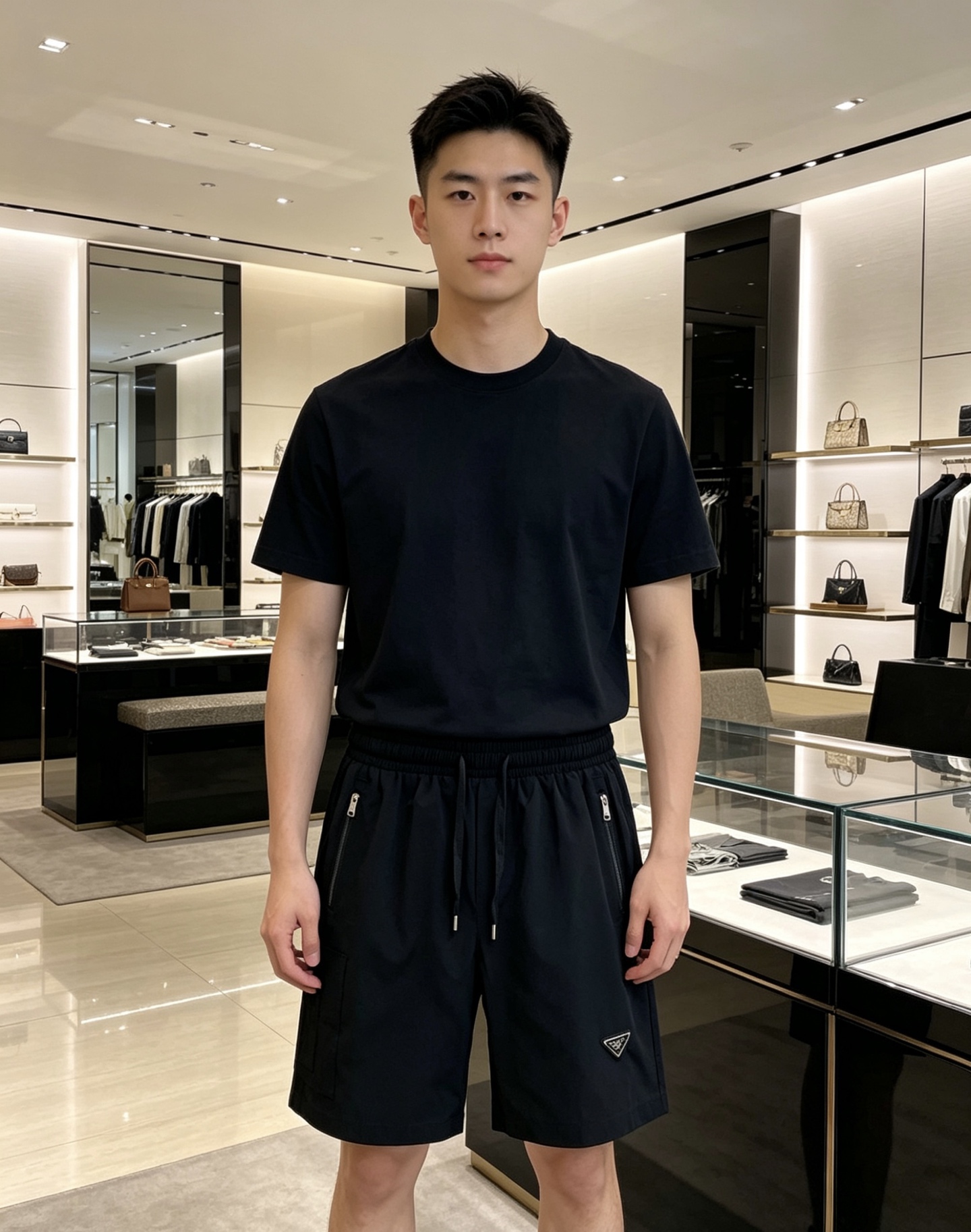 Prada 普拉达 2026ss夏季经典三角标机能短裤，以极简线条重构夏日休闲美学。甄选高密抗皱锦纶面料