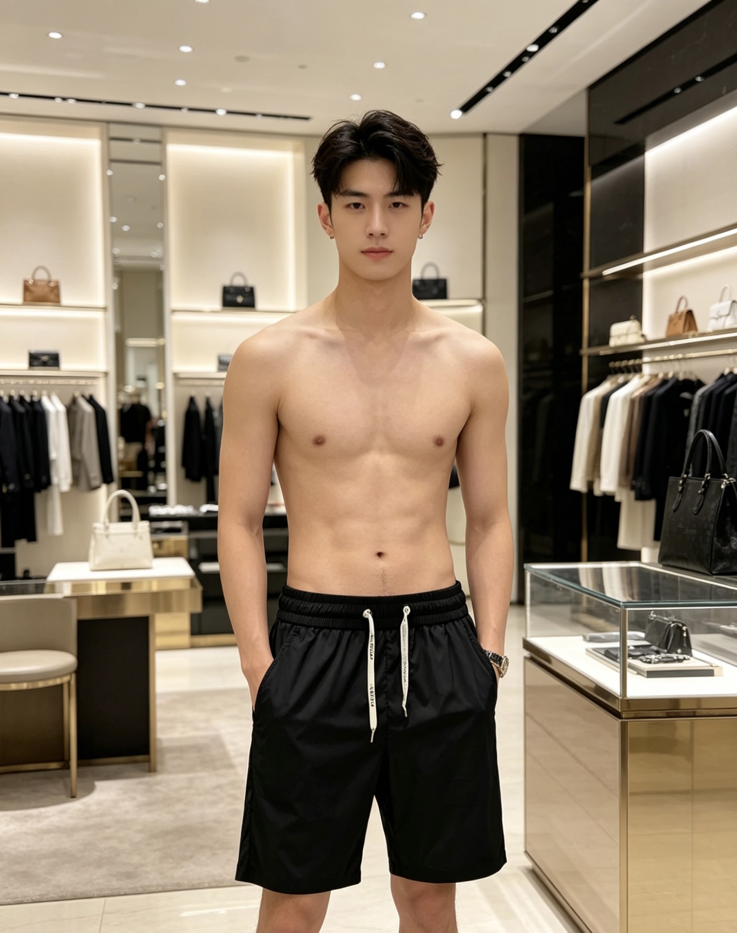 Prada 普拉达 2026ss夏季新款休闲短裤经典标识速干抽绳沙滩短裤采用高密度锦纶面料，具备速干、抗