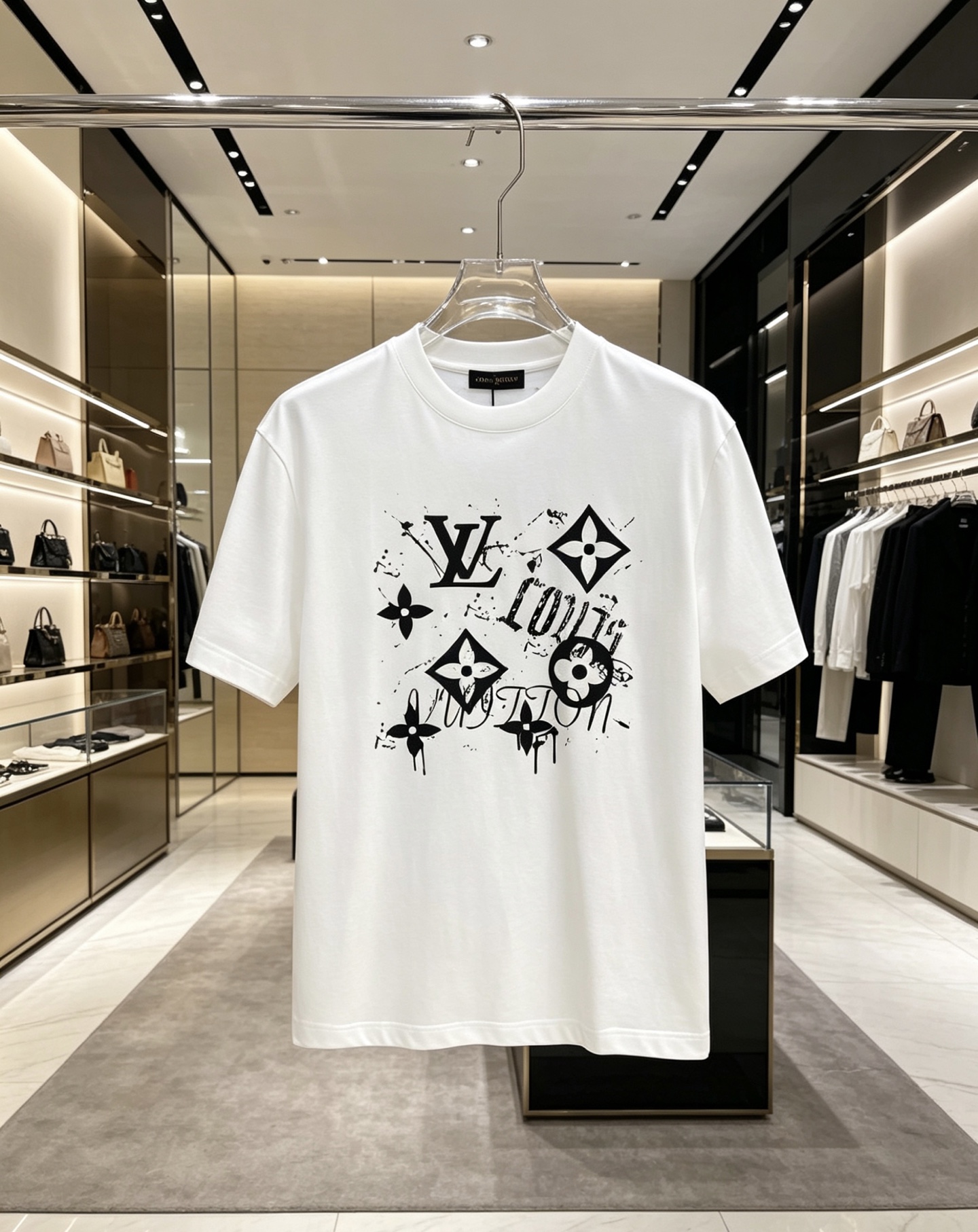 NO:847445,LV 2026ss new spring and summer new debut counter, the latest short-sleeved round neck T-shirt, high-end customization, avant-garde and fashionable design!  The brand logo is designed with heavy craftsmanship. High-end customized pure cotton fabric. Soft to the touch. Comfortable to wear. Exquisite stitching at the counter level. Fine workmanship. The upper body effect is incomparably handsome!  A must-have item for a stylish man!  Color Black White Size S-XXL,,louis vuitton,T-shirt,tees,t-shirt,19860909LV 2026ss 春夏新款首发专柜最新款短袖圆领T恤 高端订制 设计前卫时尚！品牌logo重工艺设计 高端定制纯棉面料.手感柔软.穿着舒适.专柜级别精致车线.做工精细.上身效果无敌帅气！型男必备单品！ 颜色黑色 白色 码数S-XXL,,louis vuitton,T-shirt,tees，t-shirt,,Men's clothing
