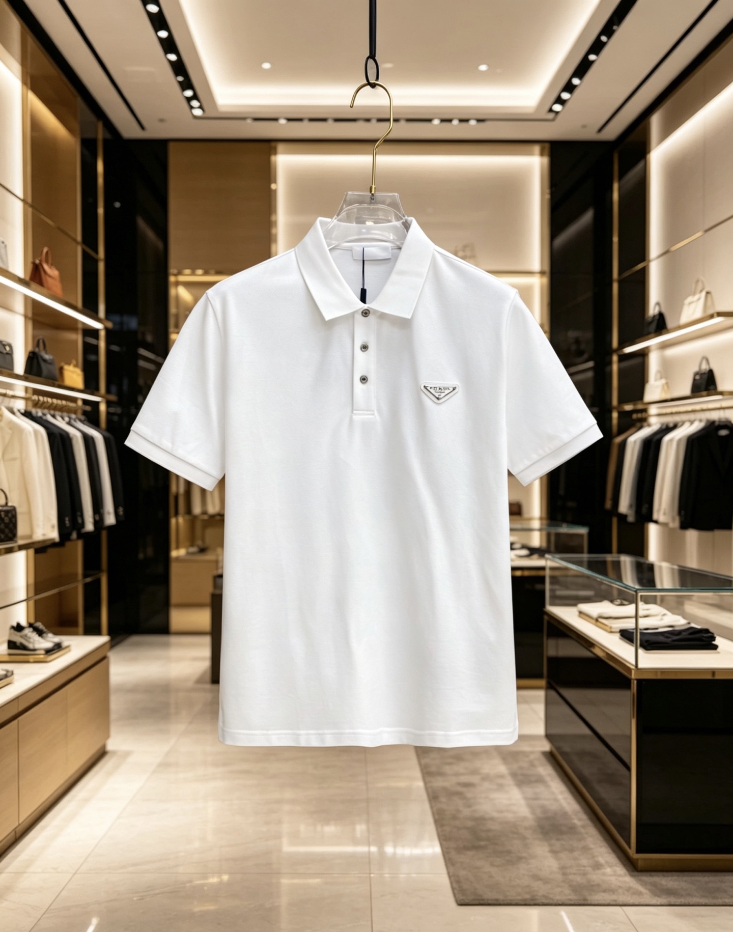 NO:847463,Prada 2026ss new spring and summer new debut counter latest POLO shirts high-end custom design avant-garde fashion!  The brand logo is designed with heavy craftsmanship. High-end customized 230g fabric. Soft to the touch. Comfortable to wear. Exquisite stitching at the counter level. Fine workmanship. The upper body effect is incomparably handsome!  A must-have item for a stylish man!  Color Black White Size M-3XL,,prada,prada,19860909Prada 普拉达 2026ss春夏新款首发专柜最新POLO衫 高端订制 设计前卫时尚！品牌logo重工艺设计 高端定制230克面料.手感柔软.穿着舒适.专柜级别精致车线.做工精细.上身效果无敌帅气！型男必备单品！ 颜色黑色 白色 码数M-3XL,,prada,prada,,Men's clothing