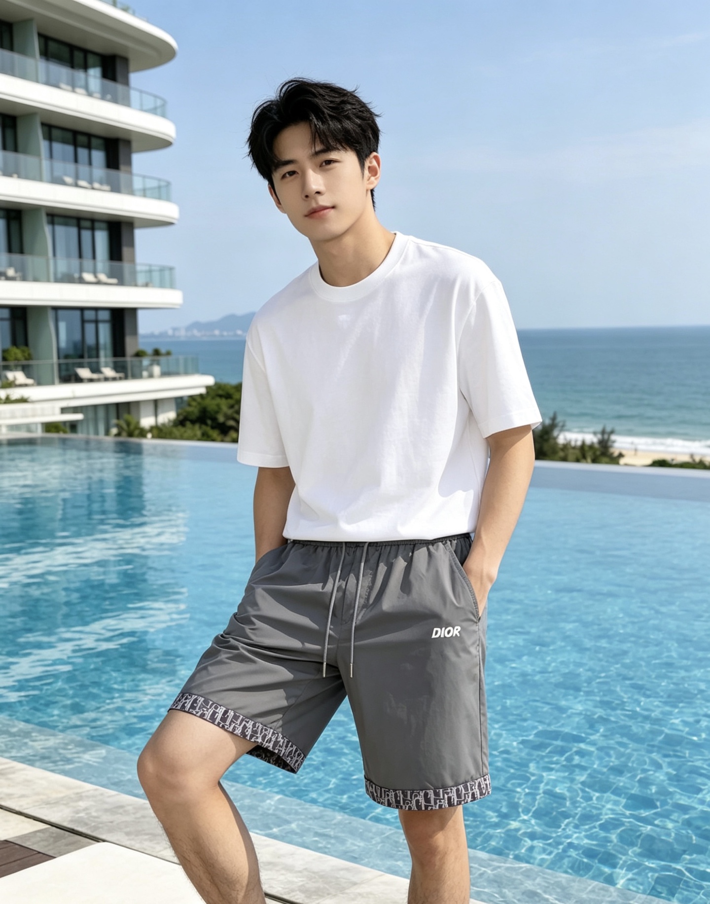 NO:856514,Dior Dior  The 2026ss summer limited edition Oblique presbyopic patchwork casual shorts cleverly combine the brand's iconic elements with modern functional tailoring. Made of high-density anti-wrinkle nylon fabric, the upper body is light and breathable, with a drapey texture, and is not afraid of the sweltering summer heat. The waistband is designed with elastic drawstrings and metal rope head details for comfort.  Comfortable and sophisticated; the iconic Oblique cuffing design on the legs of the trousers is a low-key way to inject brand recognition. It is matched with the eye-catching Dior letter logo on the front and the CD badge pocket on the back, and is full of details. The loose straight version modifies the leg shape, and can easily create a relaxed and high-quality style whether it is for vacation or daily wear.  Color Black Gray Size 48-56,,dior,dior,shorts,19860909Dior 迪奥 2026ss夏季限定Oblique老花拼接休闲短裤,将品牌标志性元素与现代机能剪裁巧妙融合.甄选高密抗皱尼龙面料打造,上身轻薄透气,自带垂坠质感,无惧夏日闷热.腰头采用松紧抽绳设计,搭配金属绳头细节,兼顾舒适与精致；裤脚标志性Oblique老花翻边设计,低调注入品牌辨识度,搭配正面醒目Dior字母标识与背面CD徽章口袋,细节拉满.宽松直筒版型修饰腿型,无论是度假出行还是日常穿搭,都能轻松塑造松弛高级的质感格调. 颜色黑色 灰色 码数48-56,,dior,dior,shorts,,Men's clothing