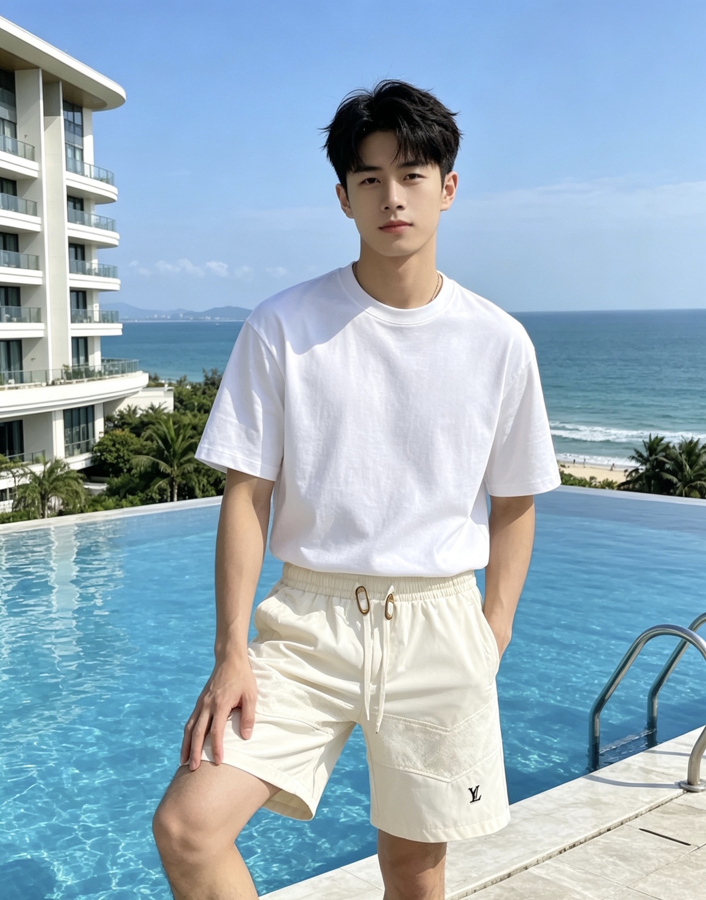 NO:856549,LV  2026ss summer limited functional casual shorts, which perfectly combine the brand's iconic Monogram dark pattern with modern tailoring. Made of high-density nylon fabric, which has both drape and breathability, and is not afraid of the sweltering summer heat; the waistband is designed with elastic drawstrings and contrasting color rope buckle points  The details are exquisite. The three-dimensional laminated pockets on the front and customized hardware buckles are both practical and recognizable. The metal LV logo on the trouser legs is a low-key statement. The neat straight silhouette is suitable for various scenes. Whether it is for vacation or daily wear, it can easily create a relaxed and high-quality style.  Color Black Beige Size 48-56, Louis Vuitton, shorts,19860909LV 2026ss夏季限定机能风休闲短裤,将品牌标志性Monogram暗纹与现代剪裁完美融合.甄选高密锦纶面料打造,兼具垂坠感与透气性,无惧夏日闷热；腰头采用松紧抽绳设计,搭配撞色绳扣点缀,细节尽显精致.前侧立体压胶口袋与定制五金扣兼具实用与辨识度,裤脚处的金属LV标识低调点题,利落直筒版型适配多元场景,无论是度假出行还是日常穿搭,都能轻松塑造松弛高级的质感格调. 颜色黑色 米色 码数48-56,,louis vuitton,shorts,,Men's clothing