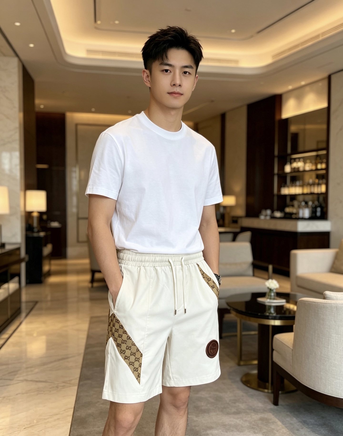 NO:875516,Gucci 1956 Gucci new spring and summer presbyopic shorts, welded directly into the summer wardrobe!  Classic GG presbyopic twill stitching, full of recognition, and the upper body has a retro and high-end feel. High-count breathable fabrics, stiff but not soft, refreshing and not sweaty in summer. Elastic drawstring waistband + loose straight cut, suitable for both men and women regardless of body shape. Off-white/charcoal black two-color optional, white is refreshing and reduces age, black is versatile and slimming, close your eyes without stepping on the thunder!  Code number 48-56,,gucci,gucci,shorts,19860909古驰1956 Gucci春夏新款老花短裤,直接焊在夏日衣柜里！ 经典GG老花斜纹拼接,辨识度拉满,上身自带复古高级感 高支透气面料,挺括不软塌,夏天穿清爽不闷汗 松紧抽绳腰头+宽松直筒剪裁,不挑身材,男女都能搭 米白/炭黑双色可选,白的清爽减龄,黑的百搭显瘦,闭眼入不踩雷！ 码数48-56,,gucci,gucci,shorts,,Men's clothing