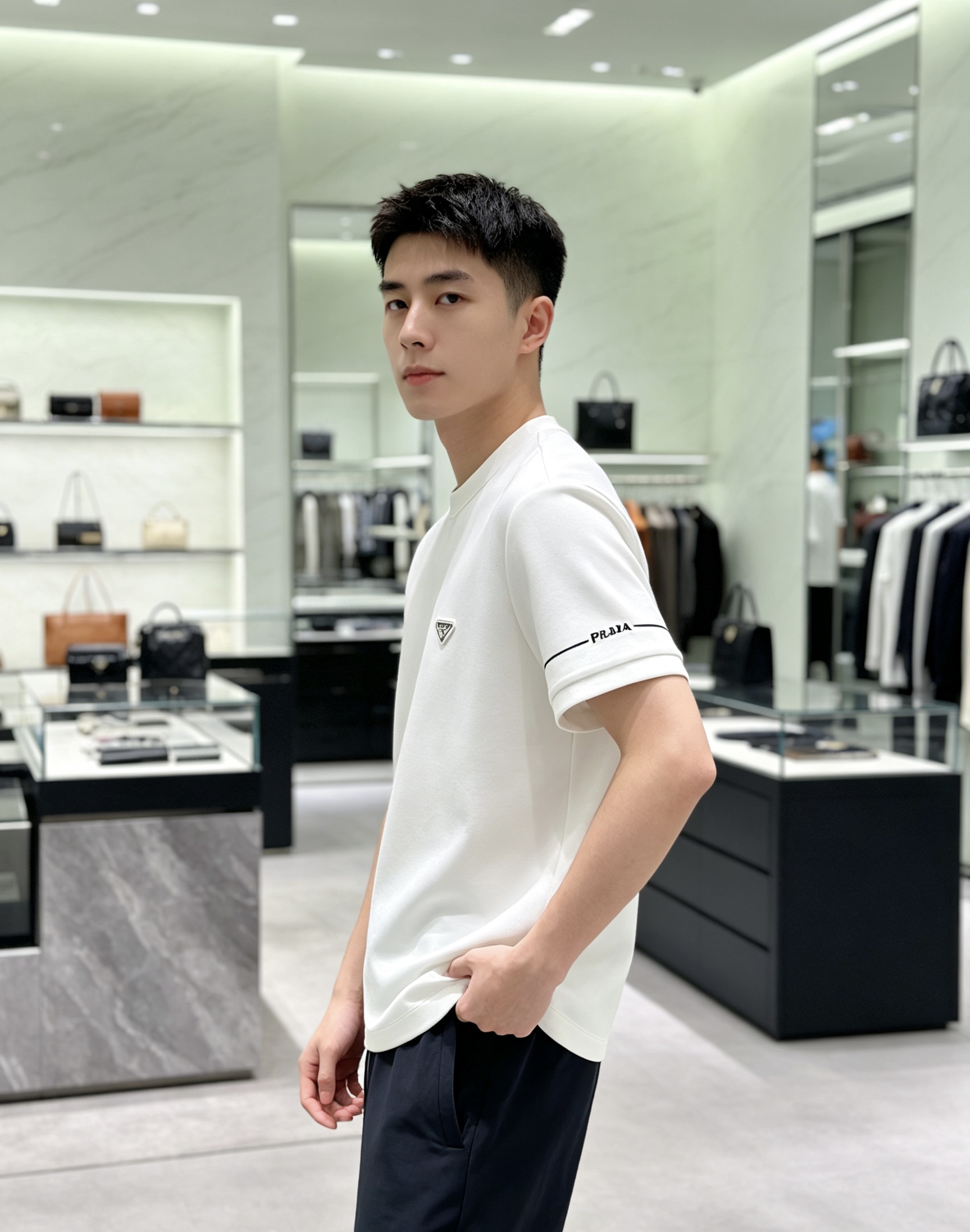 Prada 普拉达💎2026秋冬新款 Prada三角标空气层短袖T恤打底衫 高端重磅空气层面料,厚实挺括,不易起皱变形 Prada 普拉达💎2026秋冬新款 Prada三角标空气层短袖T恤打底衫 高端重磅空气层面料,厚实挺括,不易起皱变形