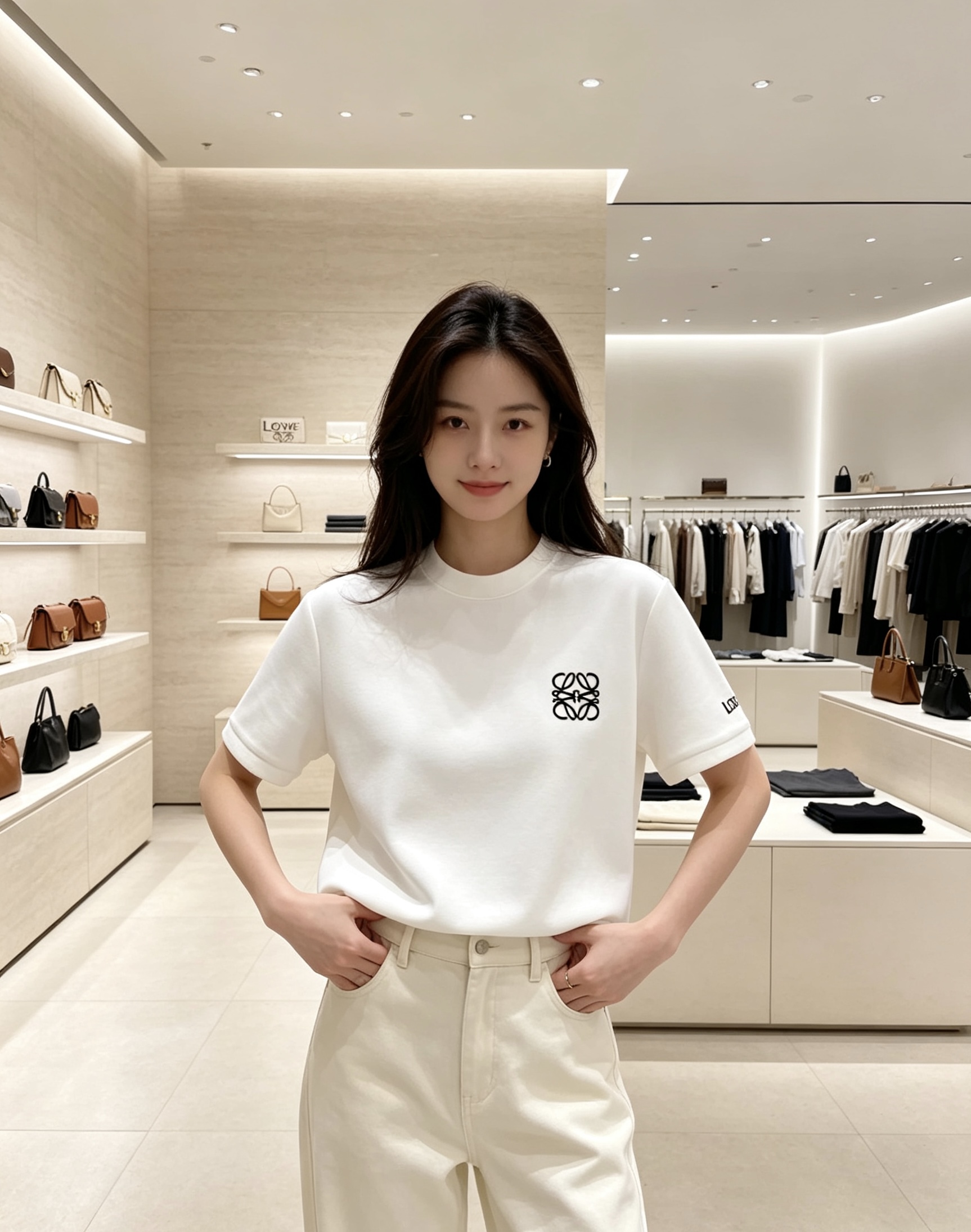 💫2026秋冬新款LOEWE罗意威刺绣短袖T恤打底衫 甄选重磅空气层面料，厚实垂顺，抗皱不易变形 胸口经典Anagram