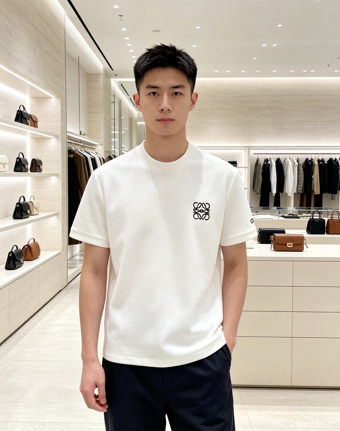 💫2026秋冬新款LOEWE罗意威刺绣短袖T恤打底衫 甄选重磅空气层面料，厚实垂顺，抗皱不易变形 胸口经典Anagram