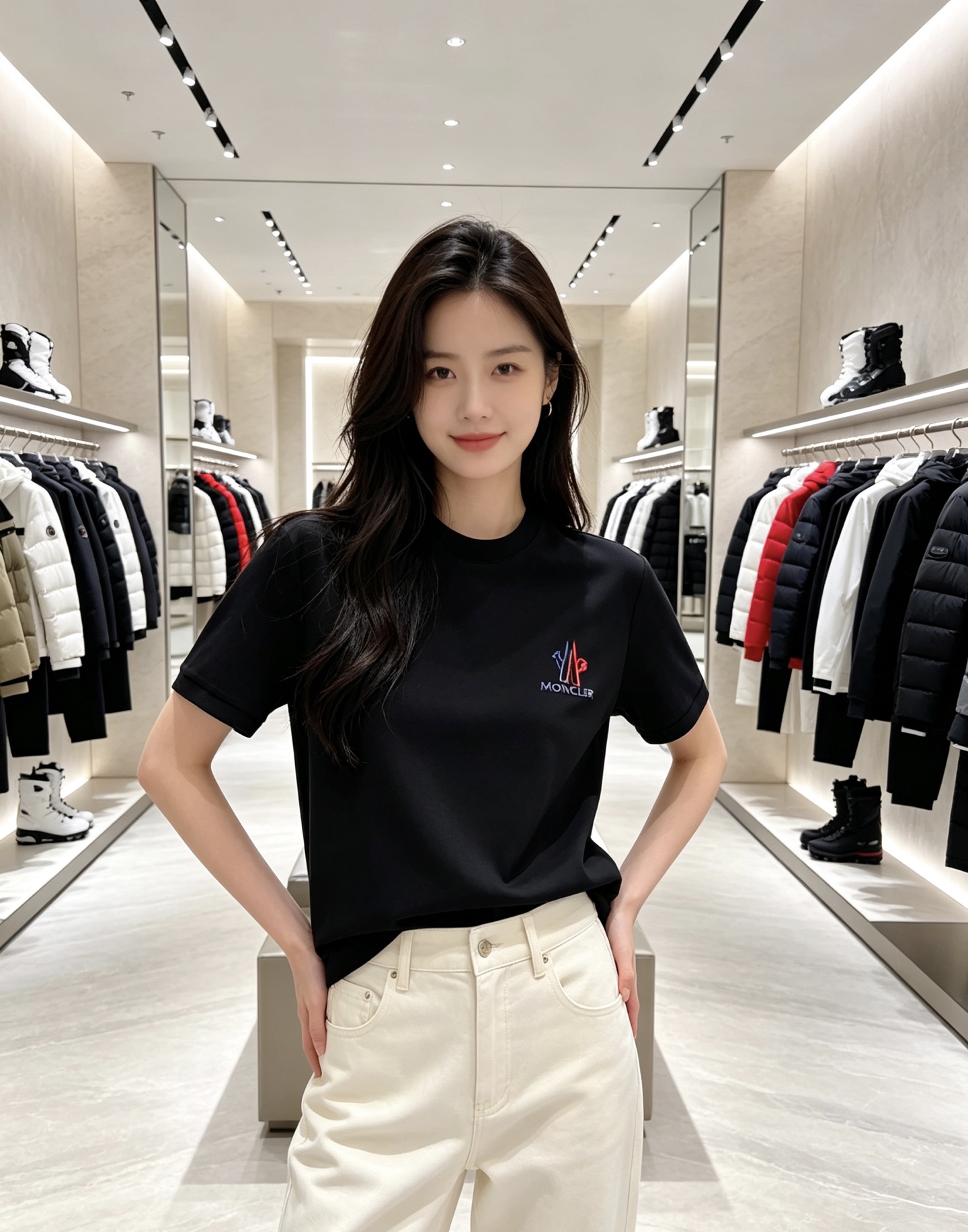 Moncler 蒙口 2026秋冬新品短袖打底T恤 极简圆领剪裁，空气层重磅面料软糯挺括 胸前彩色刺绣标识低调有质感，不