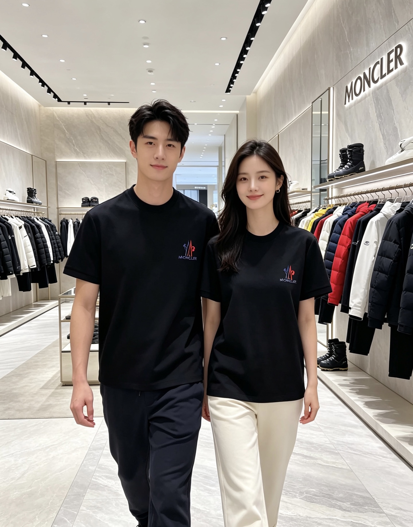 Moncler 蒙口 2026秋冬新品短袖打底T恤 极简圆领剪裁，空气层重磅面料软糯挺括 胸前彩色刺绣标识低调有质感，不