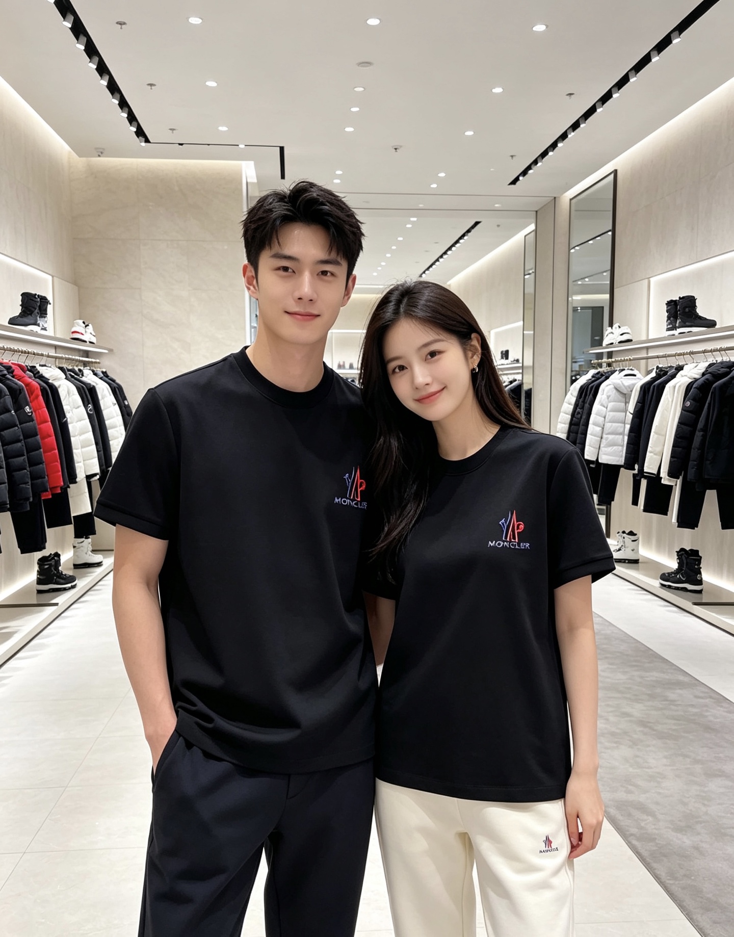 Moncler 蒙口 2026秋冬新品短袖打底T恤 极简圆领剪裁，空气层重磅面料软糯挺括 胸前彩色刺绣标识低调有质感，不