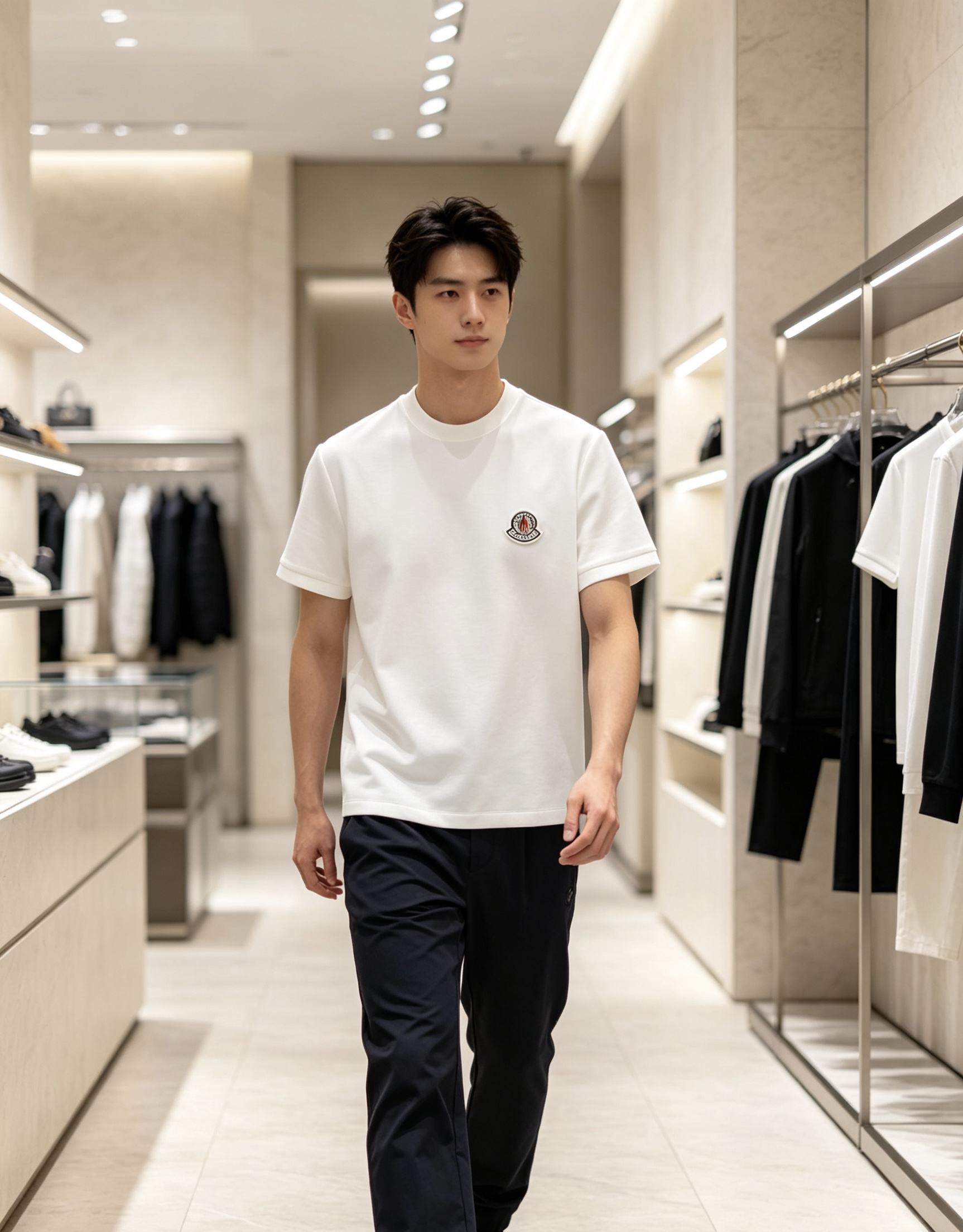 Moncler 2026秋冬蒙口徽章空气层短袖T恤打底衫 高克重空气层面料，厚实垂顺抗皱，不软塌不变形，一年四季适配，秋