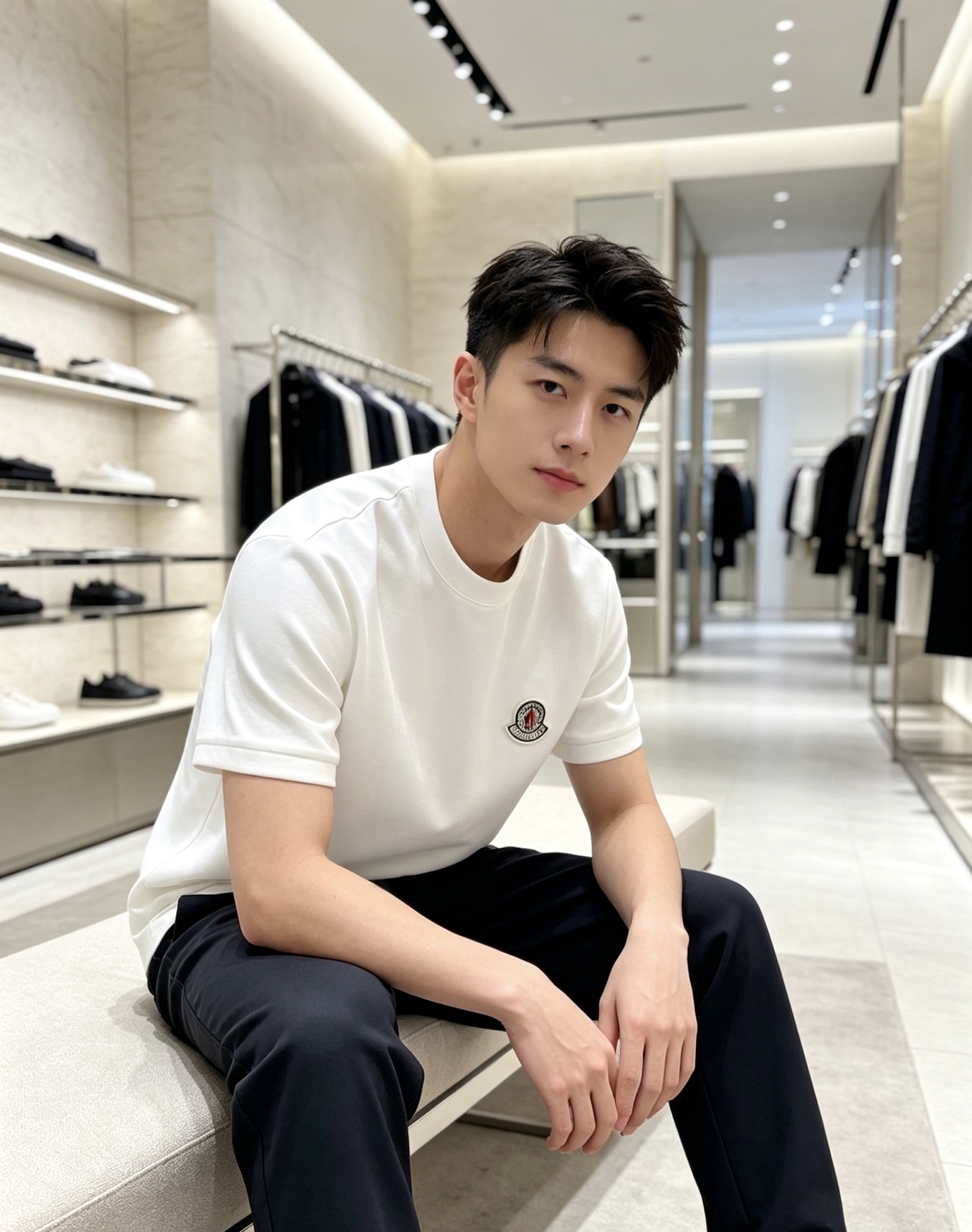 Moncler 2026秋冬蒙口徽章空气层短袖T恤打底衫 高克重空气层面料，厚实垂顺抗皱，不软塌不变形，一年四季适配，秋