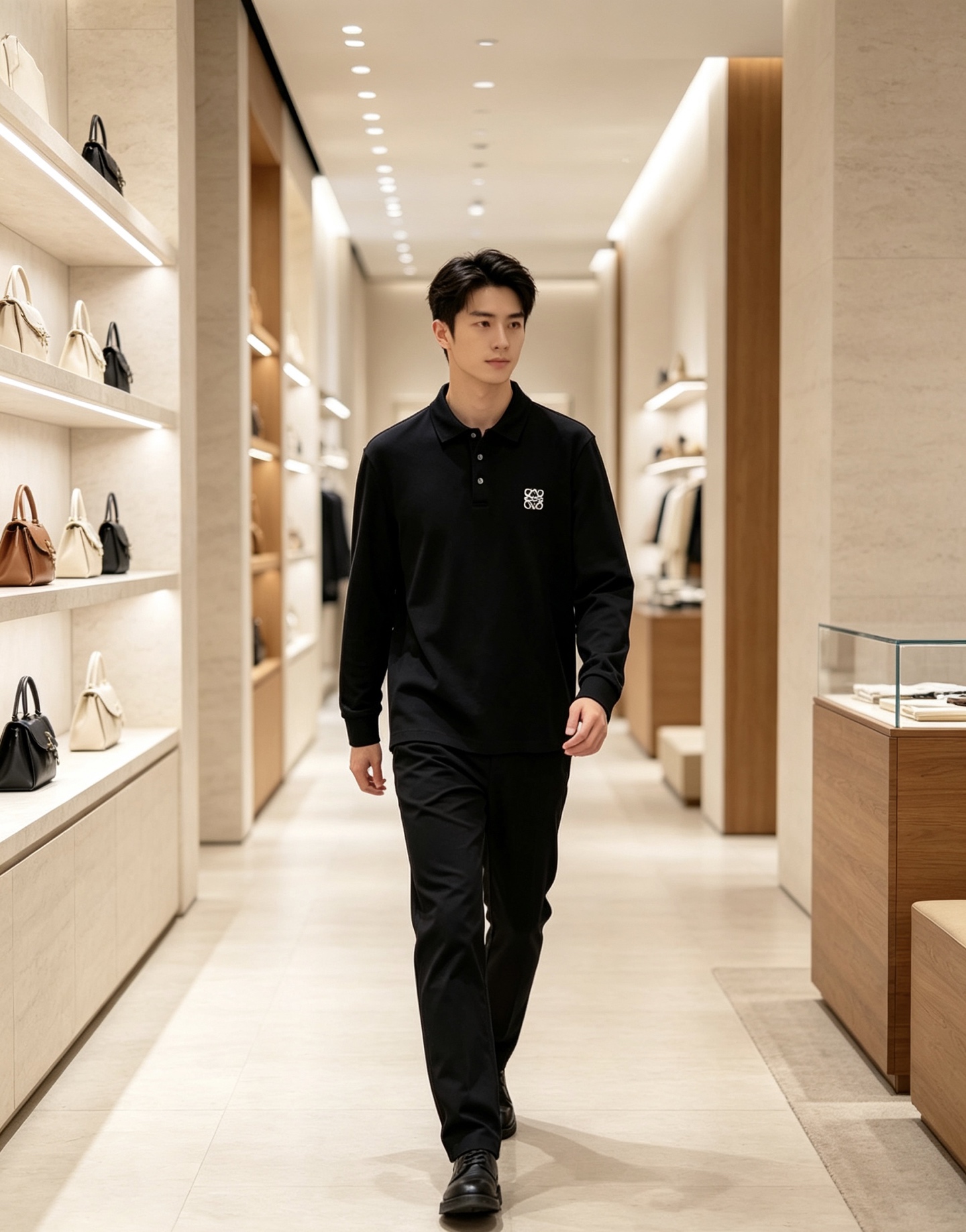 ✨Loewe 罗意威 2026秋冬新款刺绣长袖Polo，细腻珠地棉面料，透气挺括，久穿不易起皱变形 经典翻领三粒扣，版型