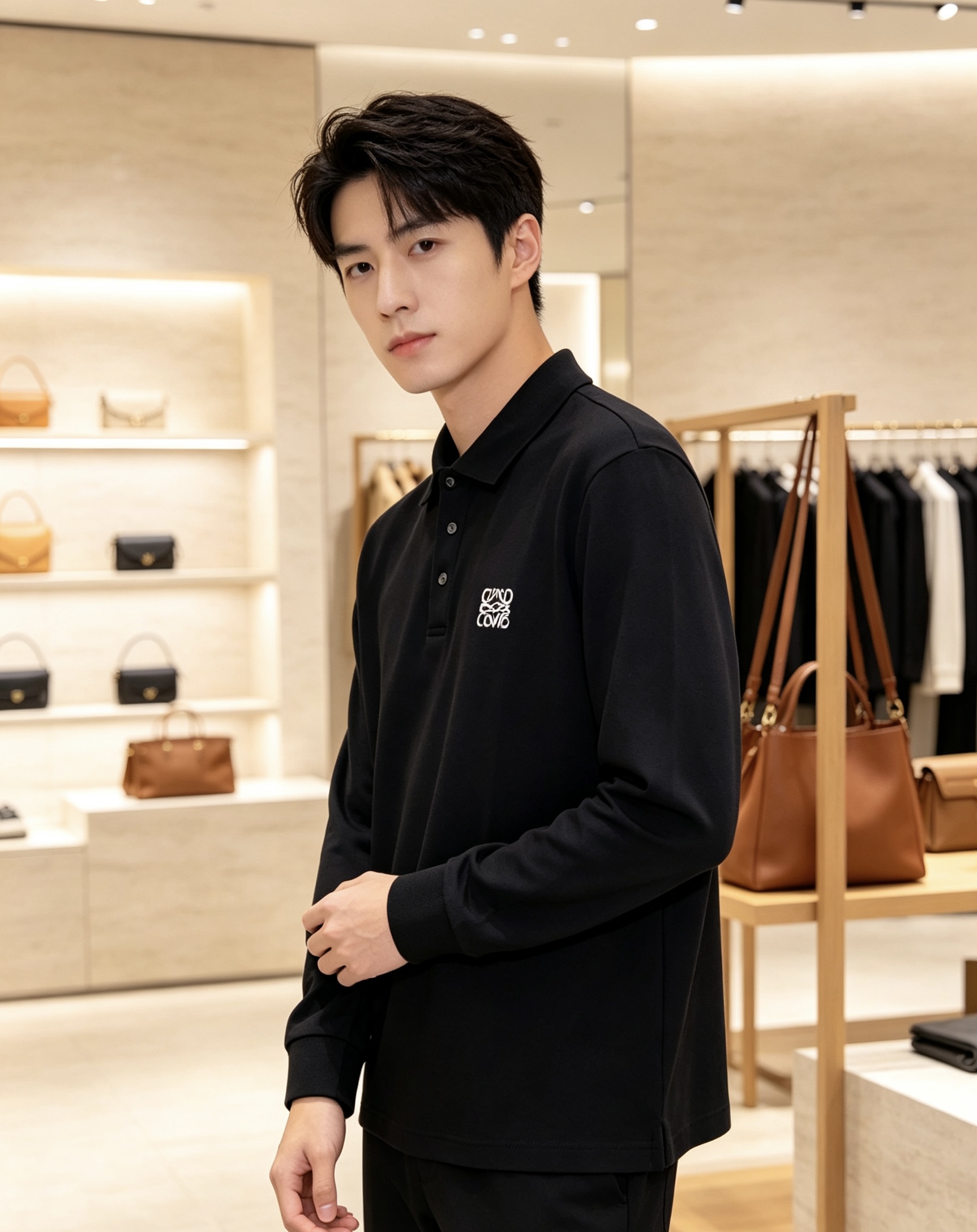 ✨Loewe 罗意威 2026秋冬新款刺绣长袖Polo，细腻珠地棉面料，透气挺括，久穿不易起皱变形 经典翻领三粒扣，版型