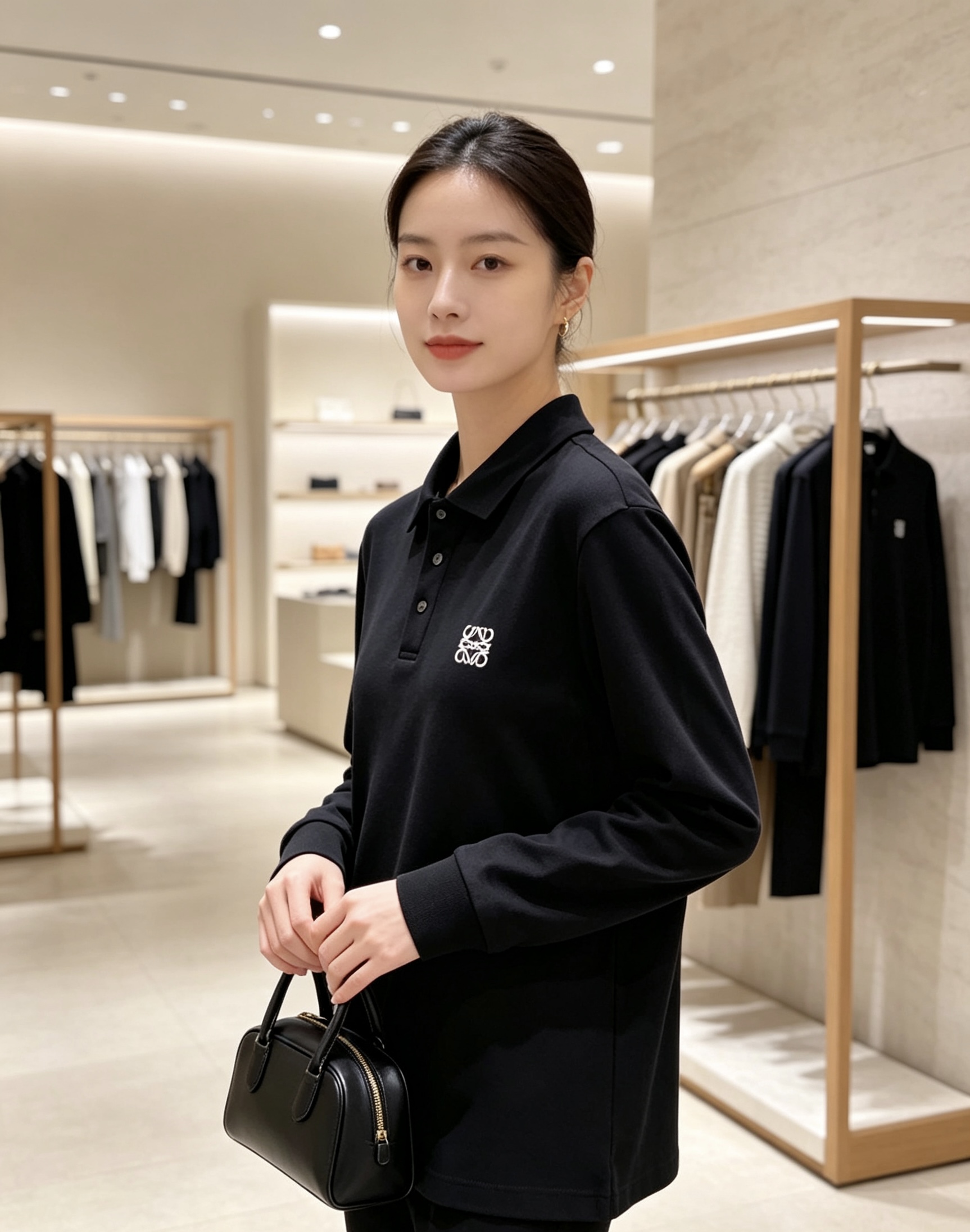 ✨Loewe 罗意威 2026秋冬新款刺绣长袖Polo，细腻珠地棉面料，透气挺括，久穿不易起皱变形 经典翻领三粒扣，版型