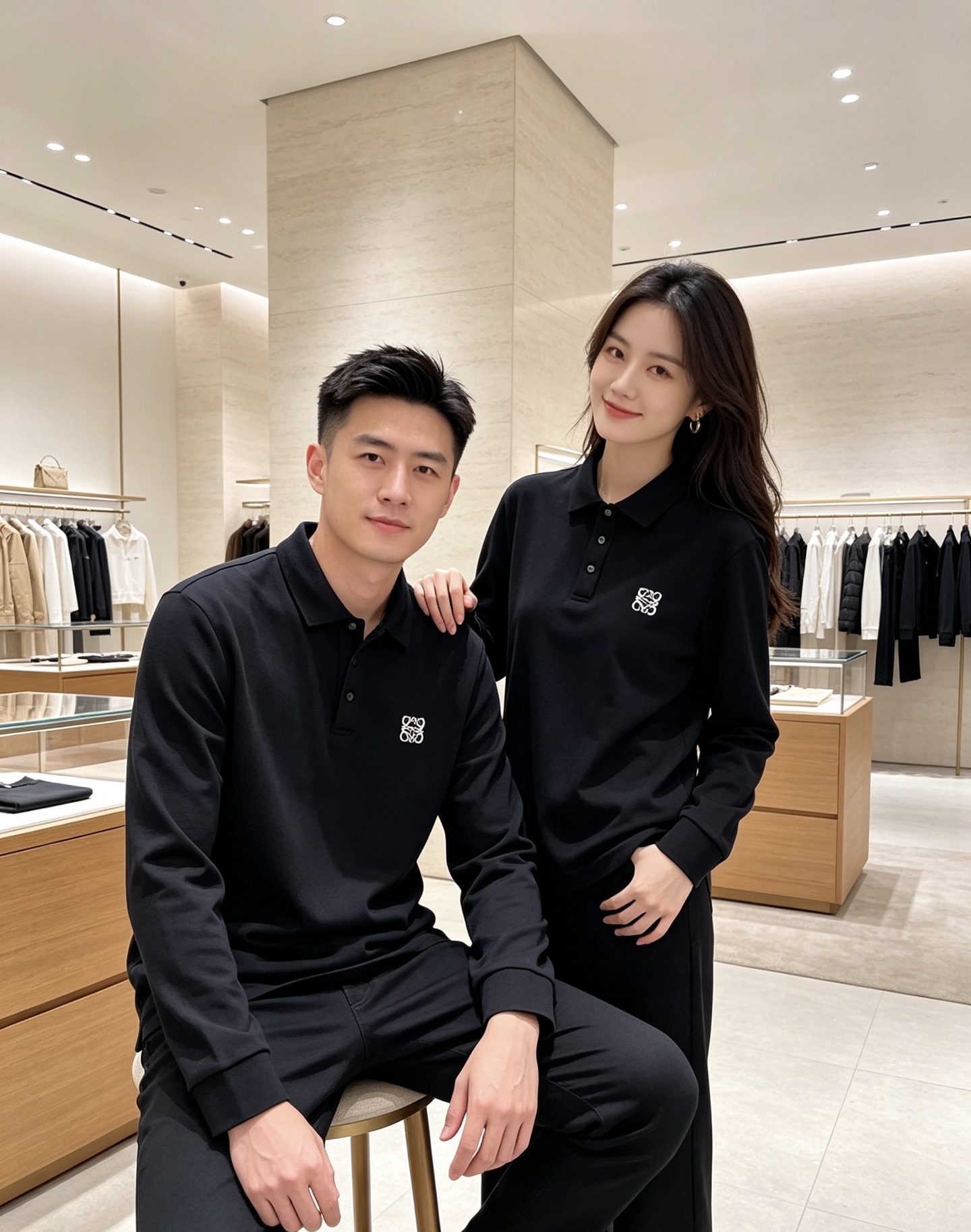 ✨Loewe 罗意威 2026秋冬新款刺绣长袖Polo，细腻珠地棉面料，透气挺括，久穿不易起皱变形 经典翻领三粒扣，版型