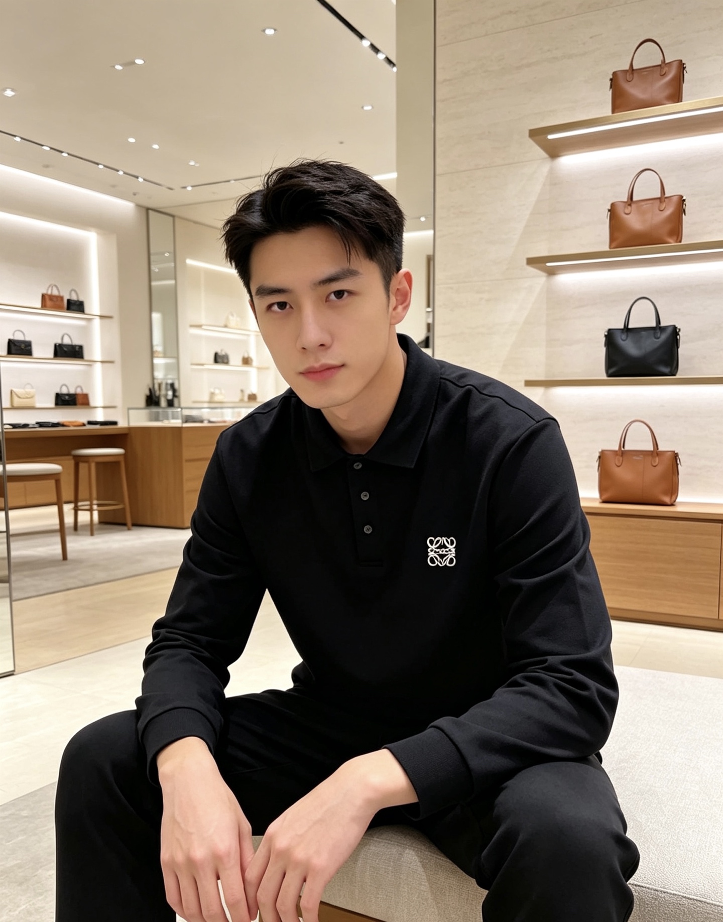 ✨Loewe 罗意威 2026秋冬新款刺绣长袖Polo，细腻珠地棉面料，透气挺括，久穿不易起皱变形 经典翻领三粒扣，版型