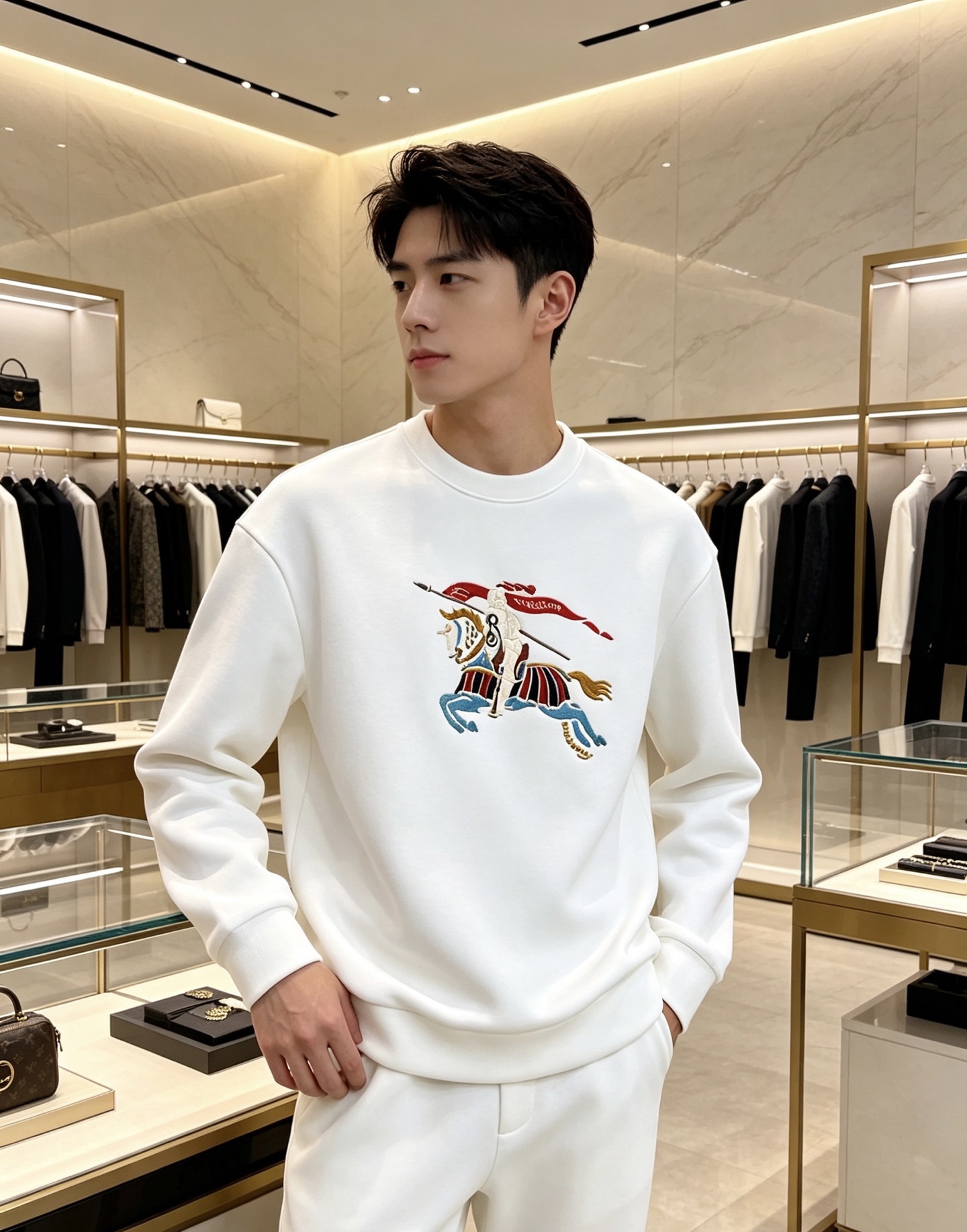 Burberry 巴宝莉 2026秋冬经典骑士战马刺绣圆领卫衣 原版辅料完整复刻，高品质空气层面料，触感柔软垂顺不易变形
