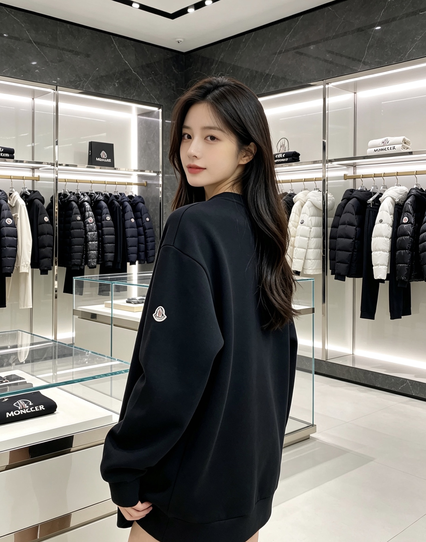 Moncler 蒙口 2026秋冬新款圆领卫衣 采用高密空气层面料，透气不闷，垂感十足，久穿不易起皱 胸前三色徽章立体刺
