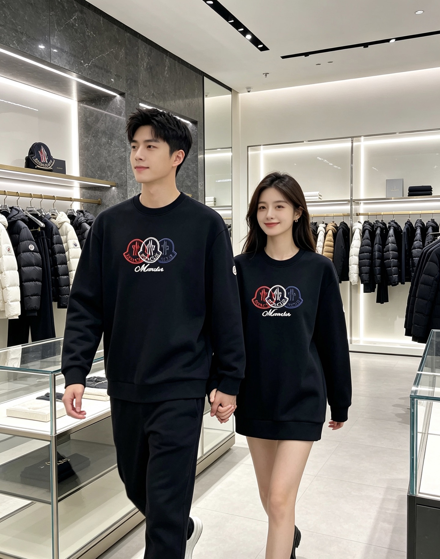 Moncler 蒙口 2026秋冬新款圆领卫衣 采用高密空气层面料，透气不闷，垂感十足，久穿不易起皱 胸前三色徽章立体刺