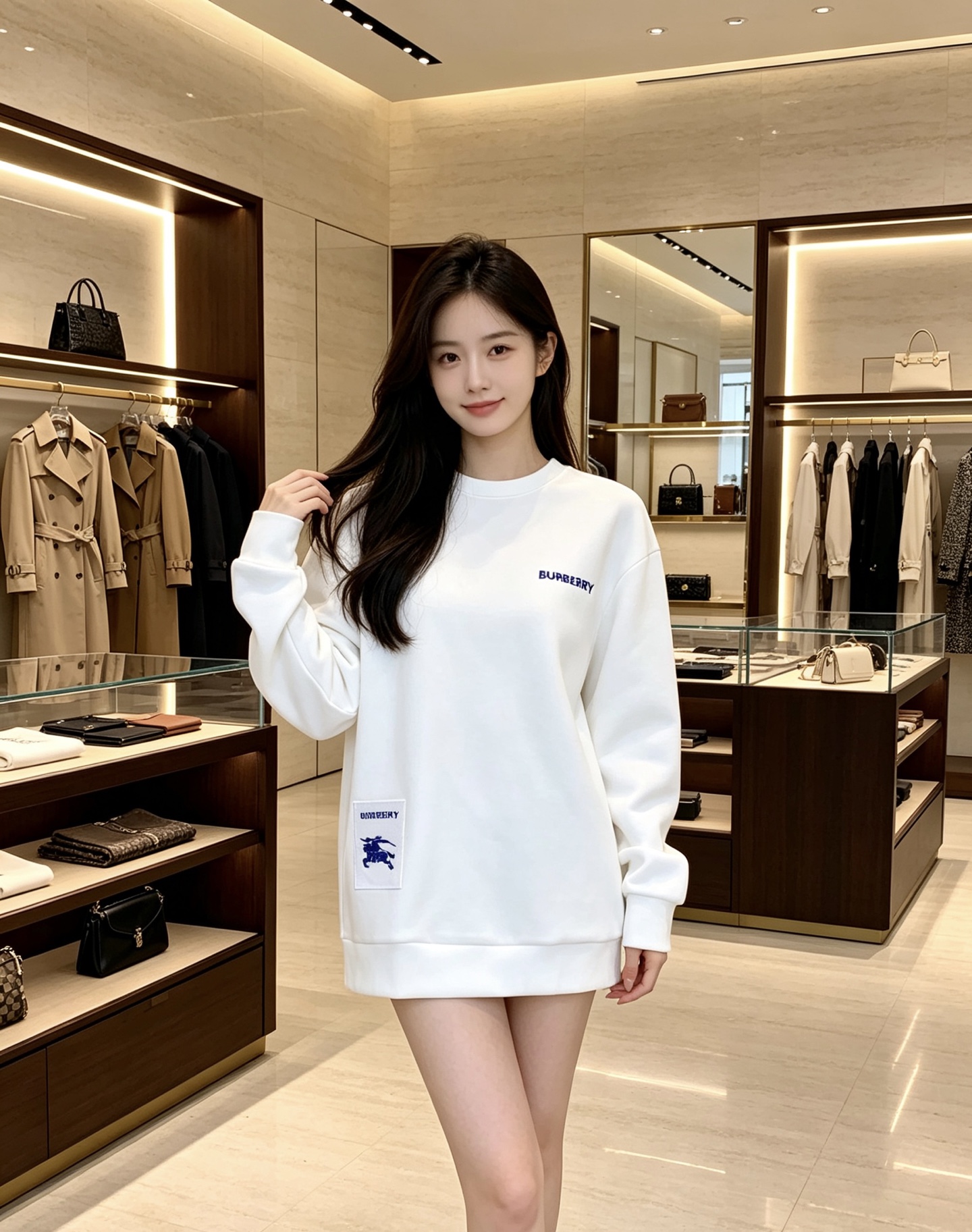Burberry 巴宝莉 2026秋冬蓝色字母刺绣战马布标圆领卫衣 原版辅料完整复刻，高品质空气层面料，触感细腻亲肤。胸