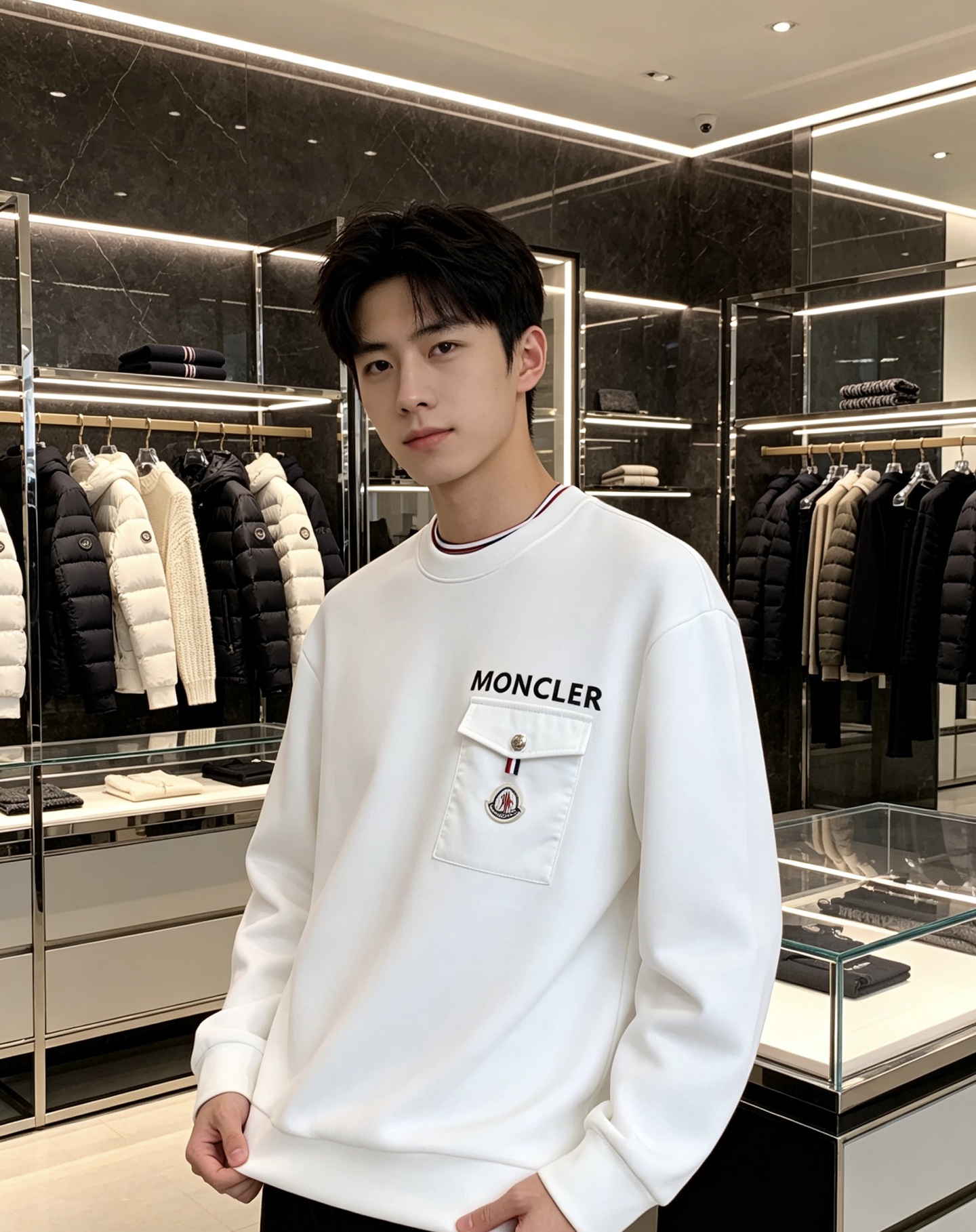 Moncler 蒙口 2026秋冬新款口袋徽章圆领卫衣，原版五金辅料完整复刻，高品质空气层面料，软糯挺括不易变形，版型宽