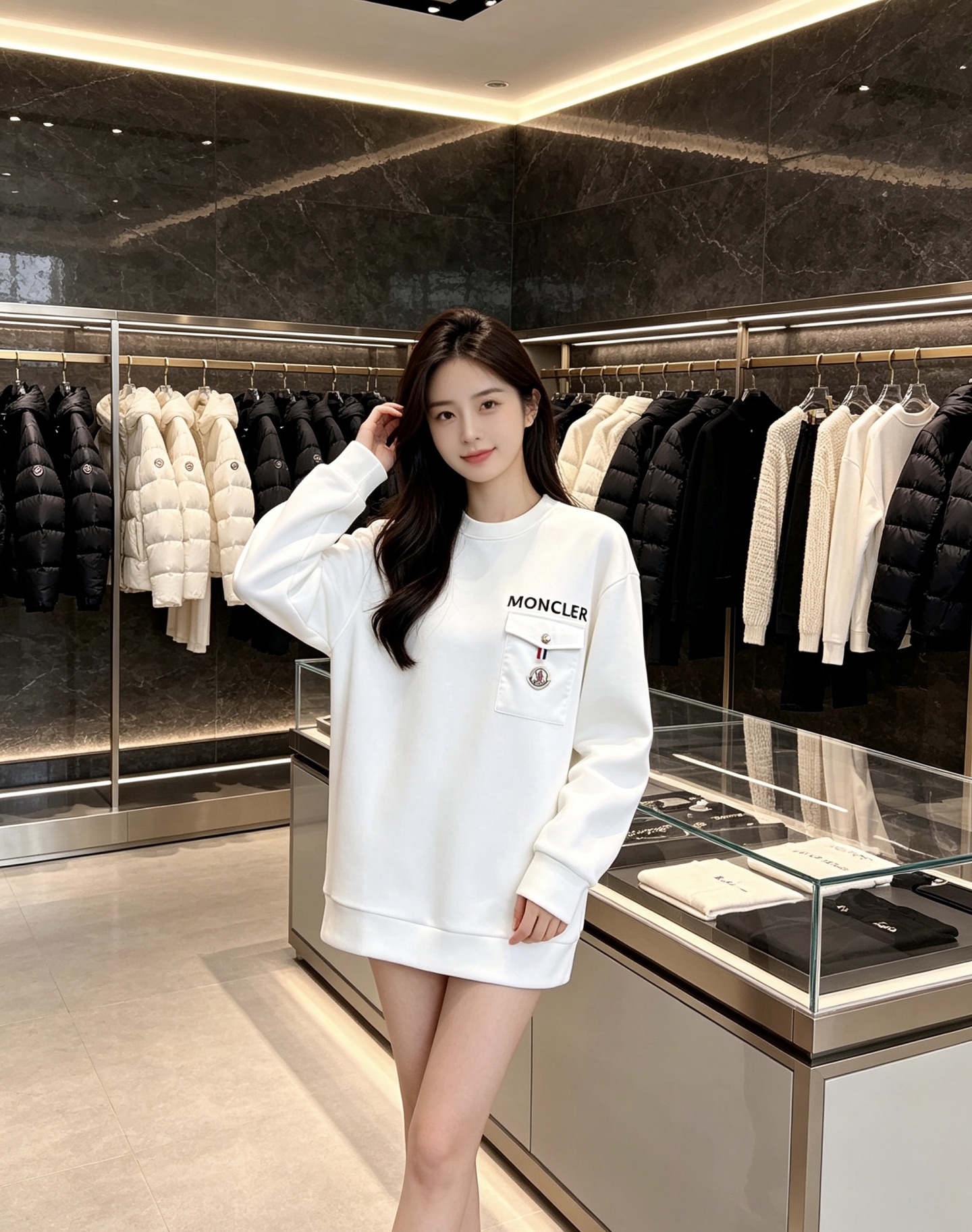 Moncler 蒙口 2026秋冬新款口袋徽章圆领卫衣，原版五金辅料完整复刻，高品质空气层面料，软糯挺括不易变形，版型宽