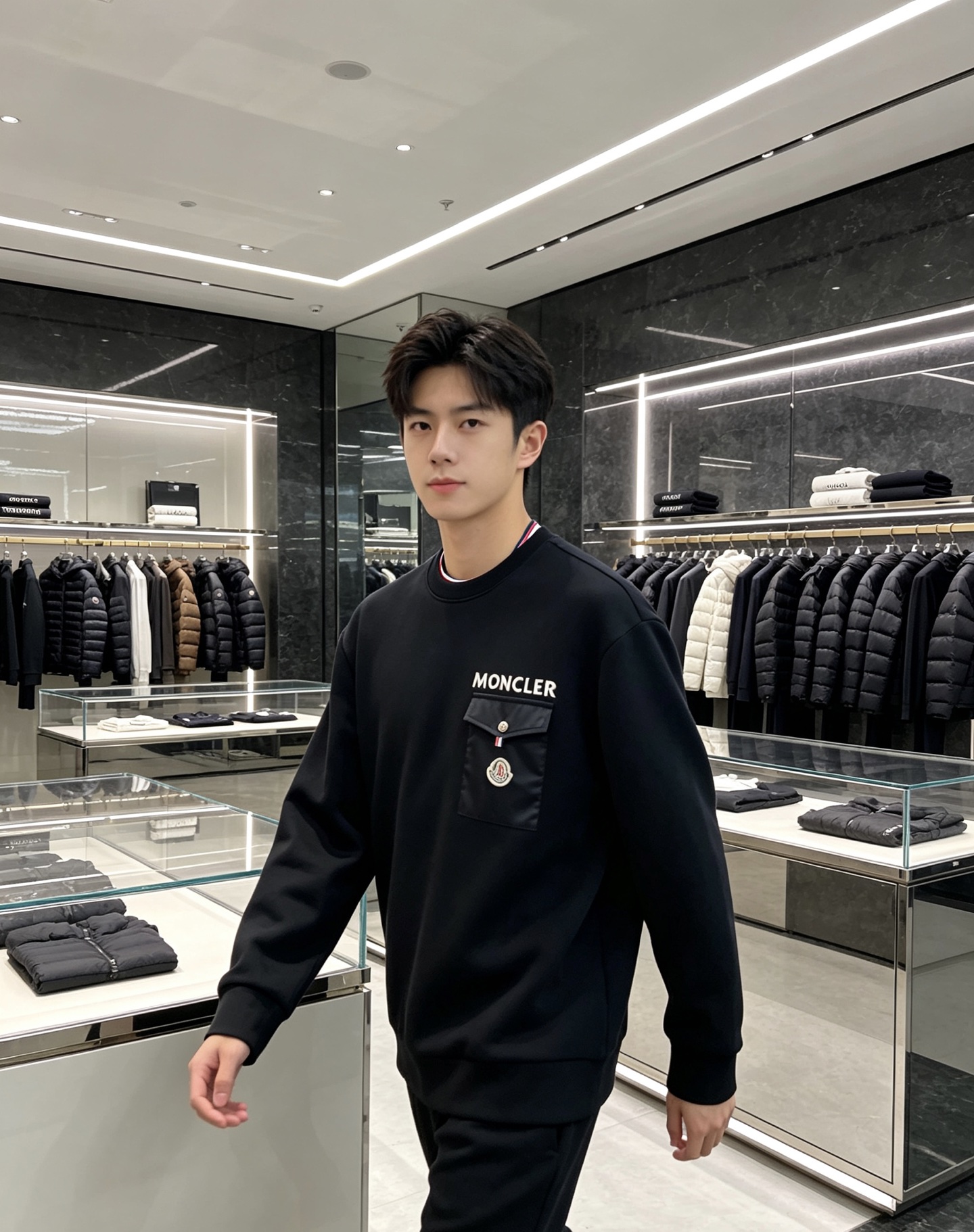 Moncler 蒙口 2026秋冬新款口袋徽章圆领卫衣，原版五金辅料完整复刻，高品质空气层面料，软糯挺括不易变形，版型宽
